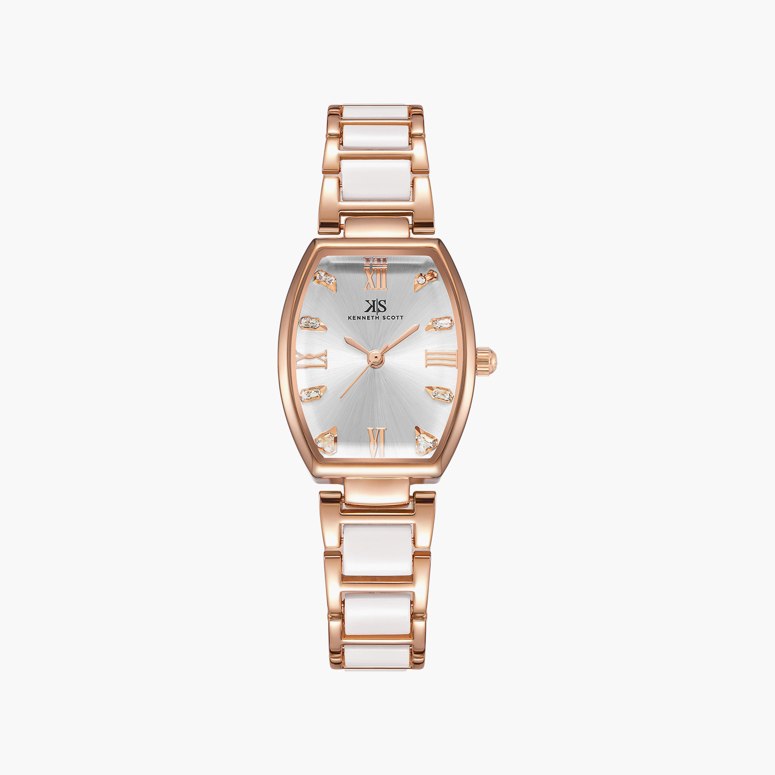 Kenneth Scott White & Rose Gold Analog Stainless Steel Strap Watch | K23520-RCWW | 24 MM-women-watchesandjewellery-watches-image-1