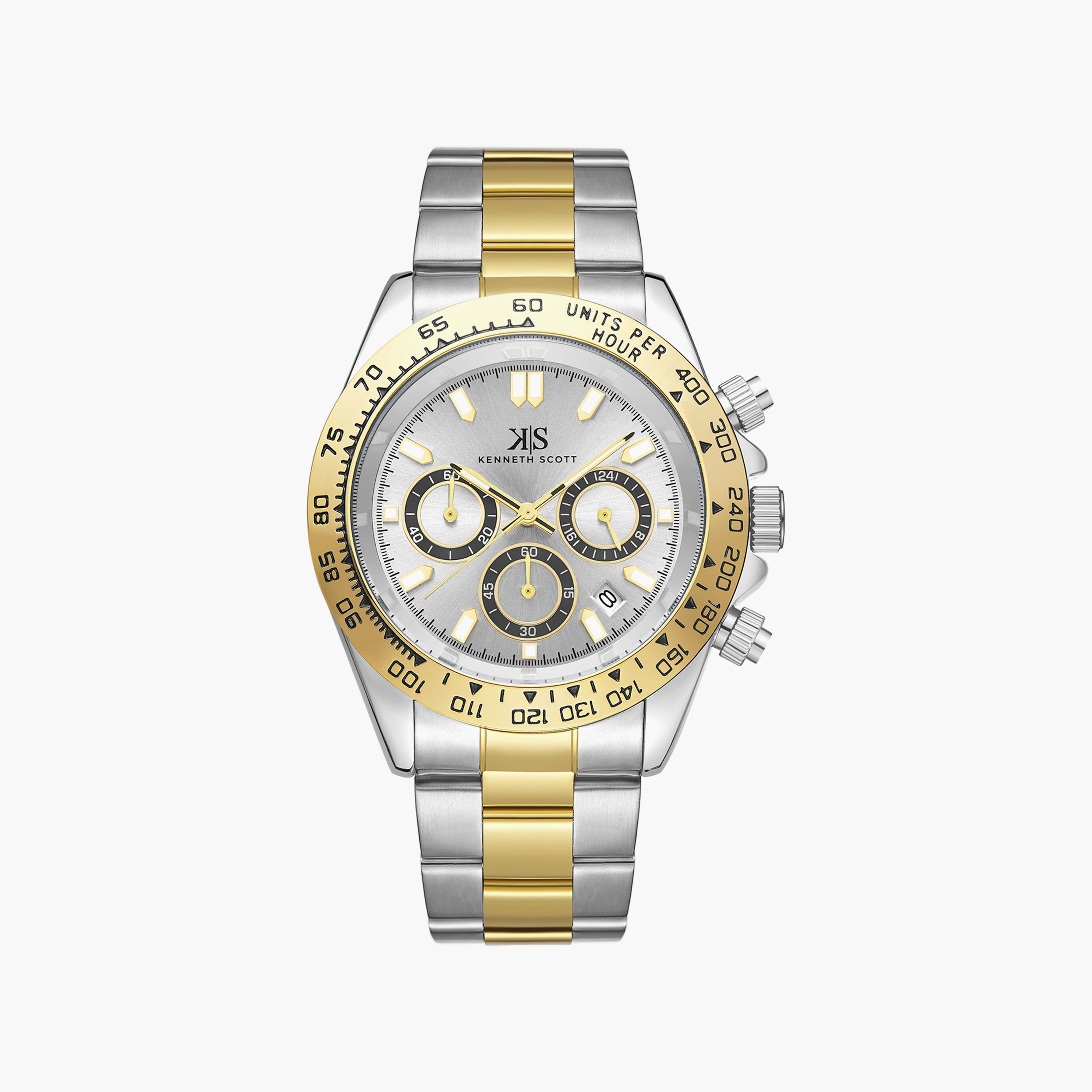 Kenneth Scott Men's Silver & Gold Chronograph Stainless Steel Strap Watch | K23123-TBTW-men-watchesandjewellery-watches-image-1