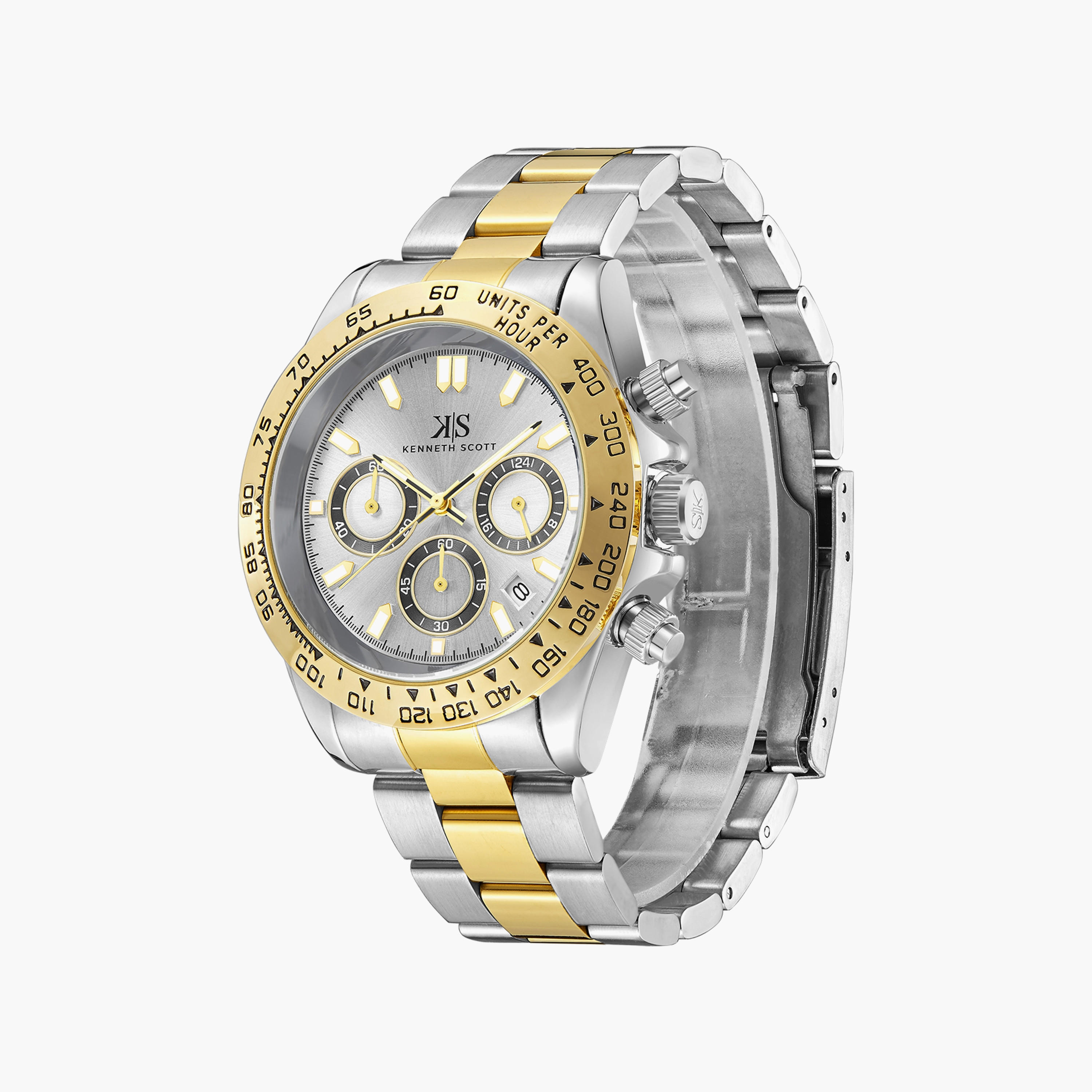 Kenneth Scott Men's Silver & Gold Chronograph Stainless Steel Strap Watch | K23123-TBTW-men-watchesandjewellery-watches-image-2