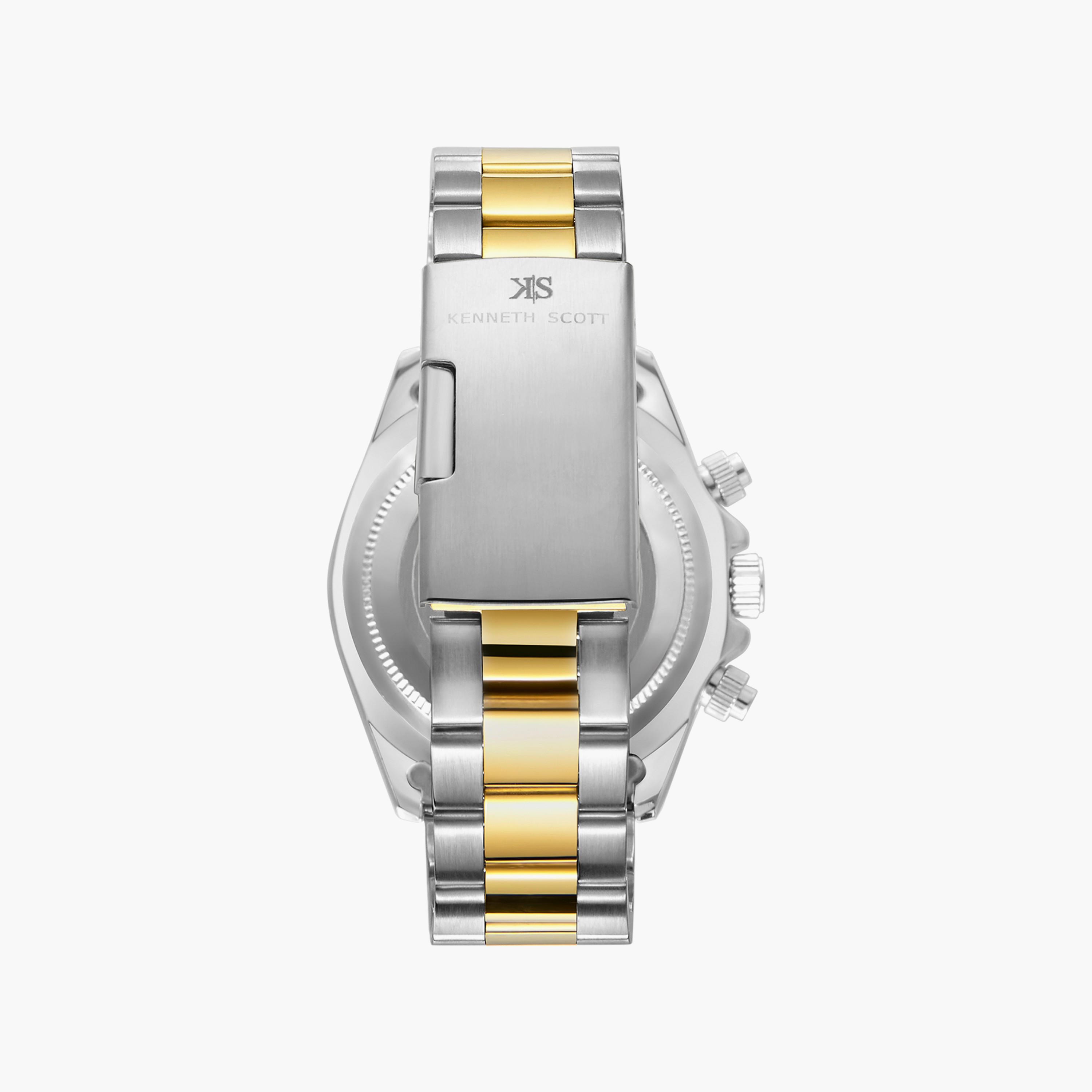 ساعة كرونوغراف فضية وذهبية بسوار ستانلس ستيل من كينيث سكوت للرجال | K23123-TBTW-men-watchesandjewellery-watches-image-3