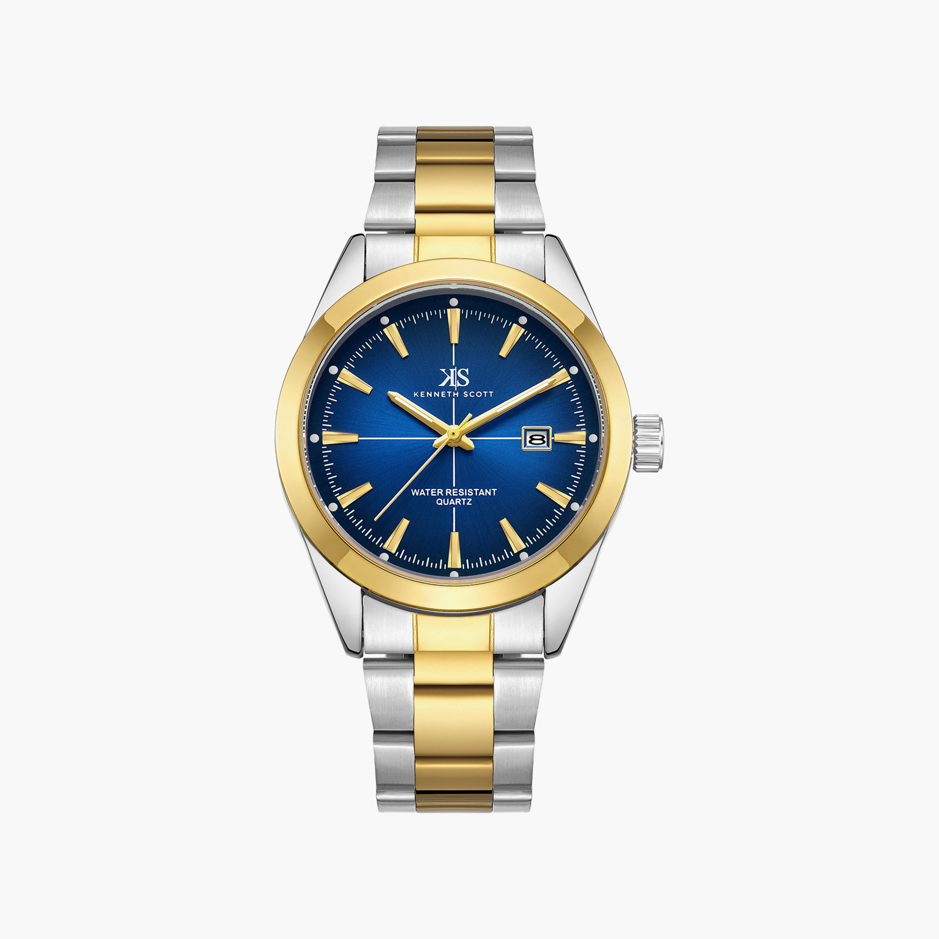 ساعة أنالوج فضية وذهبية بسوار ستانلس ستيل من كينيث سكوت للرجال | K23025-TBTN-men-watchesandjewellery-watches-image-1