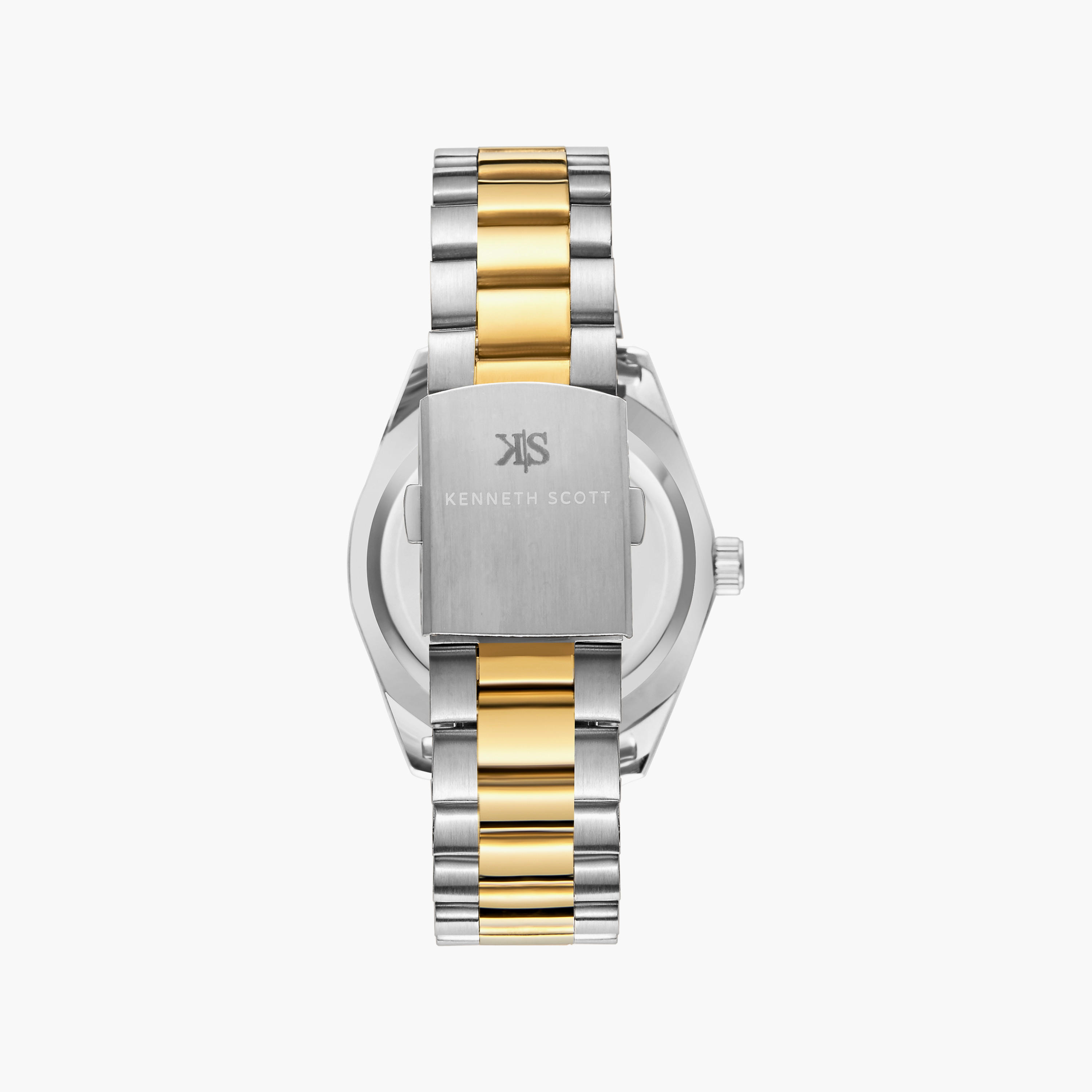 ساعة أنالوج فضية وذهبية بسوار ستانلس ستيل من كينيث سكوت للرجال | K23025-TBTN-men-watchesandjewellery-watches-image-3
