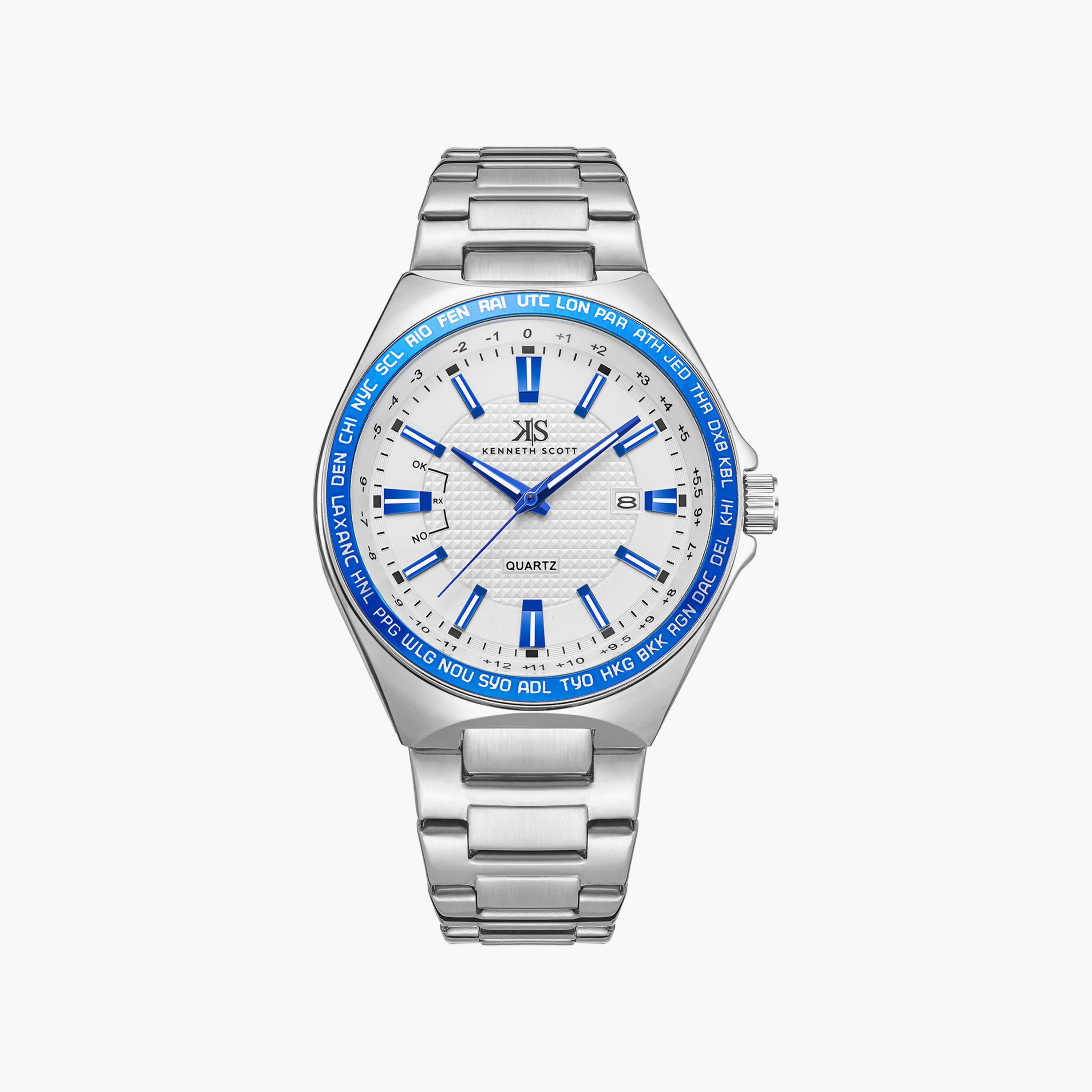 Kenneth Scott Men's Silver Analog Stainless Steel Strap Watch | K23027-SBSWL-men-watchesandjewellery-watches-image-1