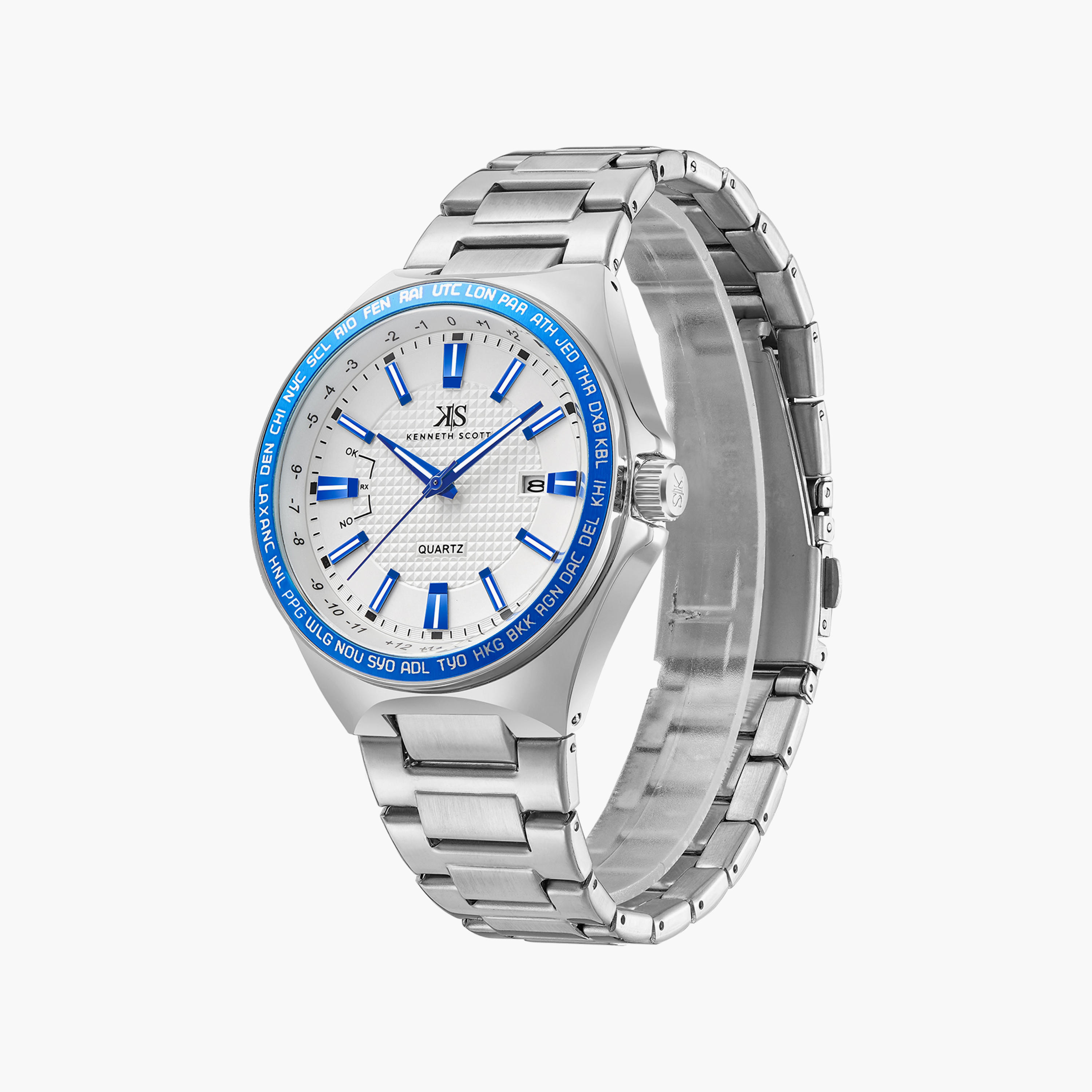 Kenneth Scott Men's Silver Analog Stainless Steel Strap Watch | K23027-SBSWL-men-watchesandjewellery-watches-image-2