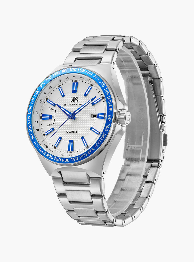 Kenneth Scott Men's Silver Analog Stainless Steel Strap Watch | K23027-SBSWL-men-watchesandjewellery-watches-image-2