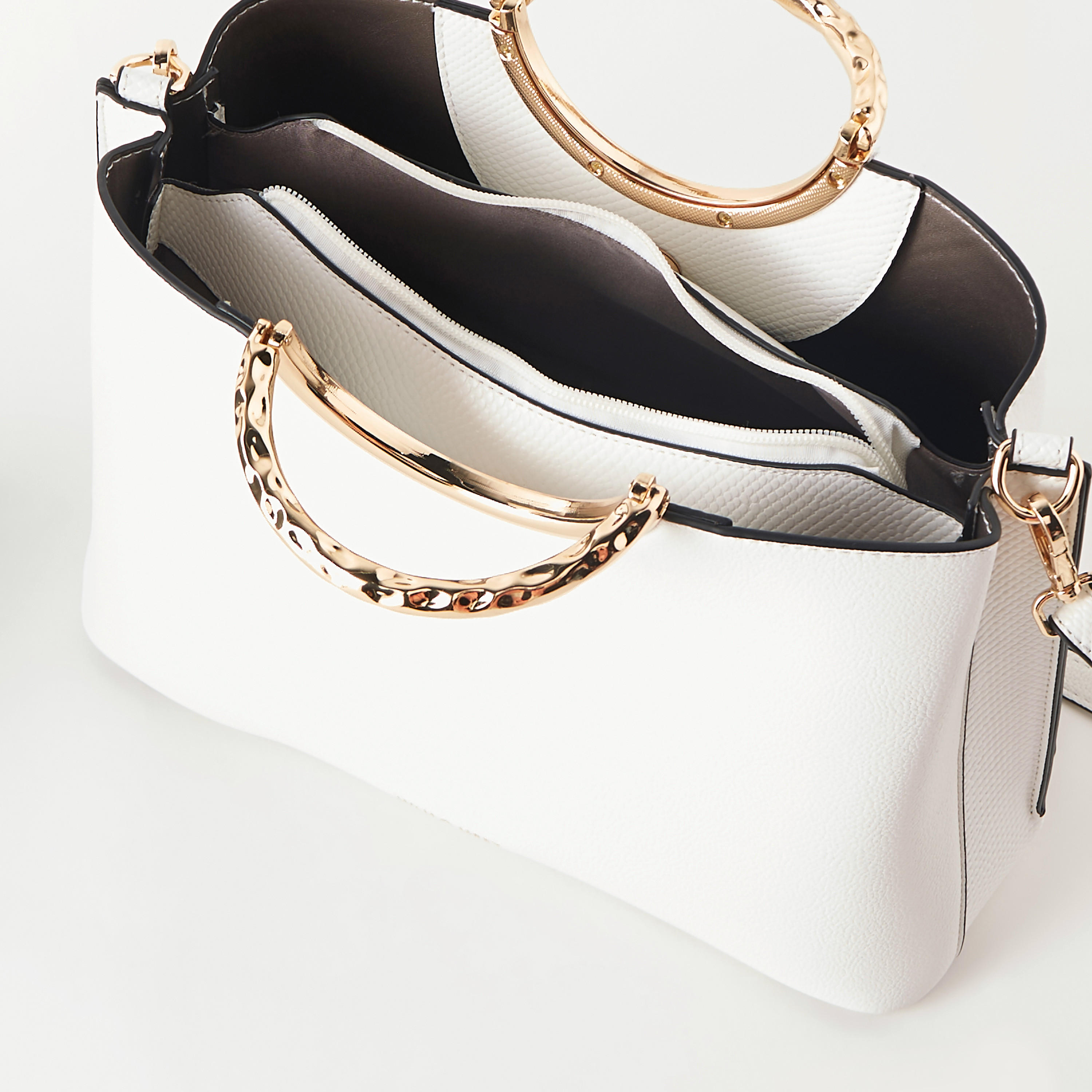 شنطة توتي سادة بحزام قابل للفصل وسحاب إغلاق من لويلا جراي-women-bagsandwallets-handbags-image-6