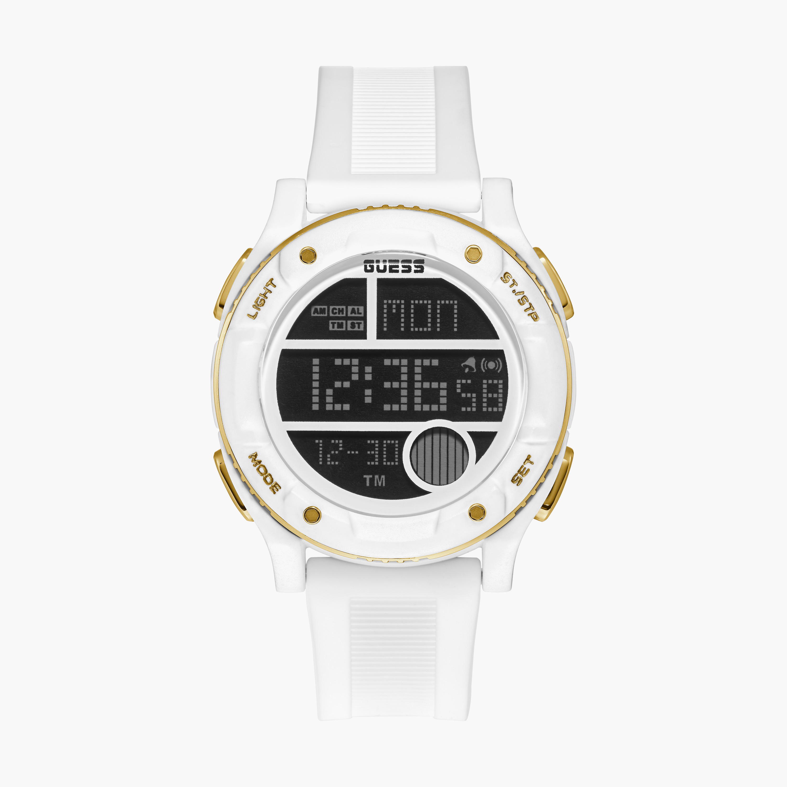 Guess Men's White Digital Silicone Strap Watch | GW0225G1-men-watchesandjewellery-watches-image-1