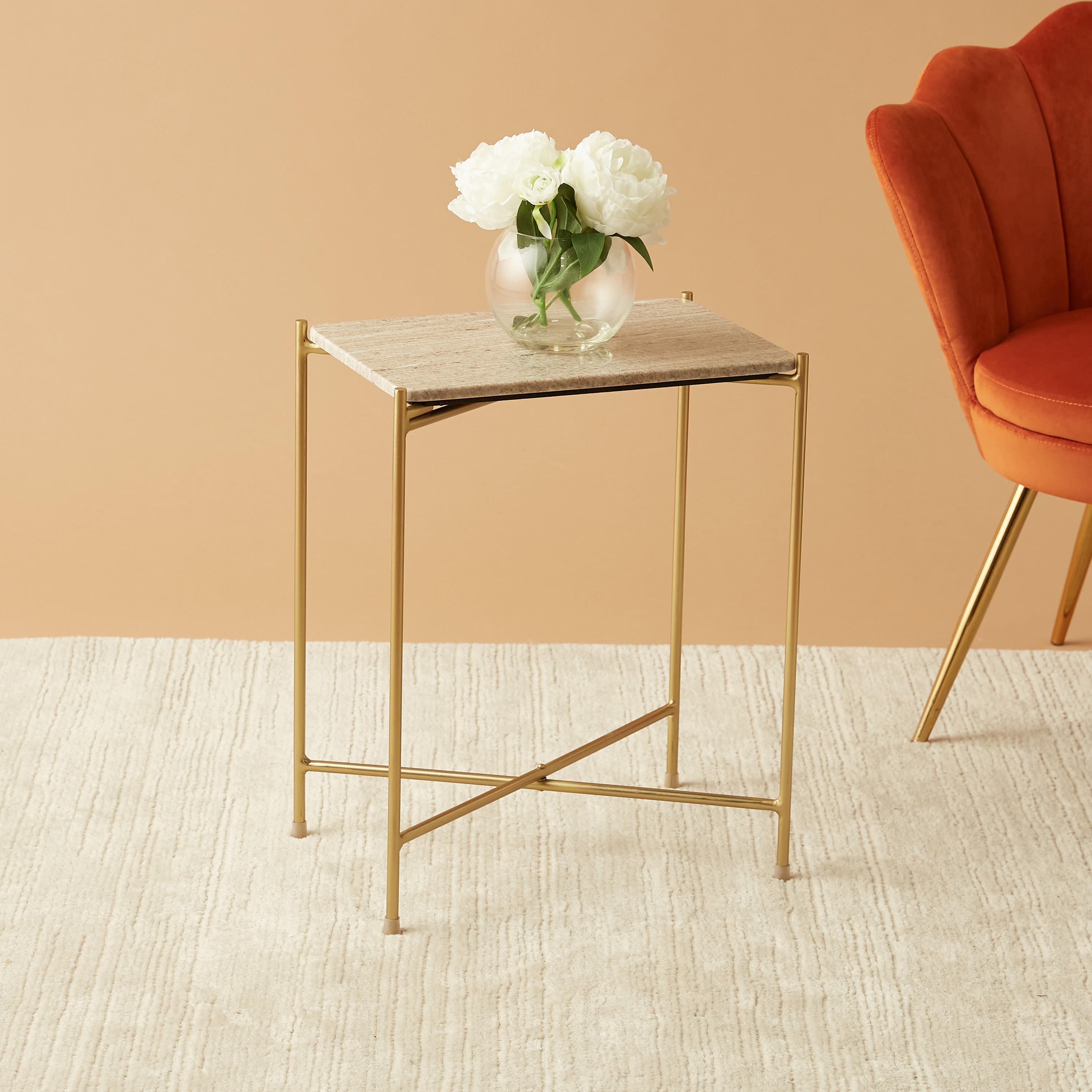 طاولة جانبية بسطح رخام قابلة للطي- 42x28x54 سم-furniture-livingroom-sideandendtables-image-1