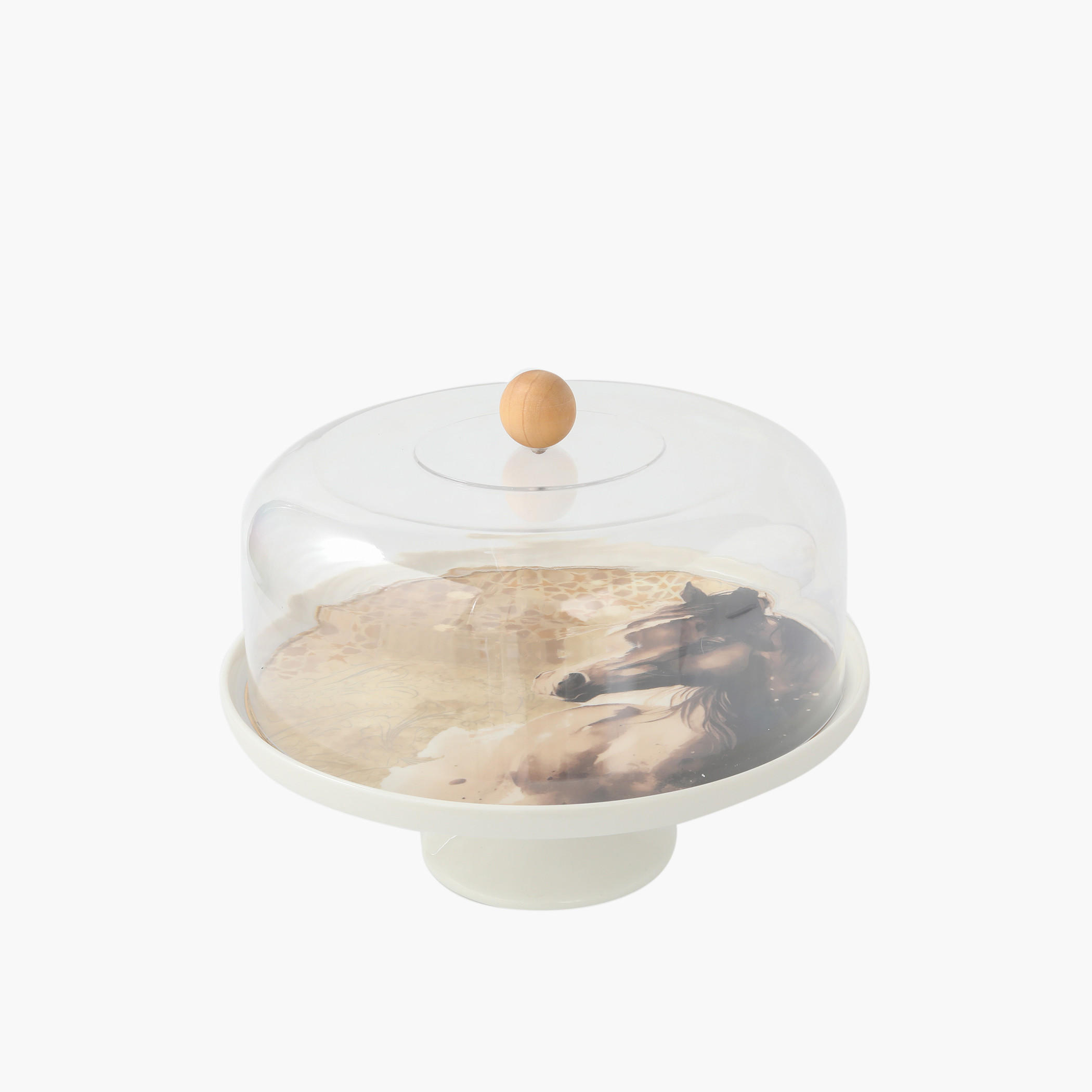 #AM-type# Horse Print Bone China Cakestand with Dome Lid - 30x11 cms-household-dining-serveware-cakestands-image-3