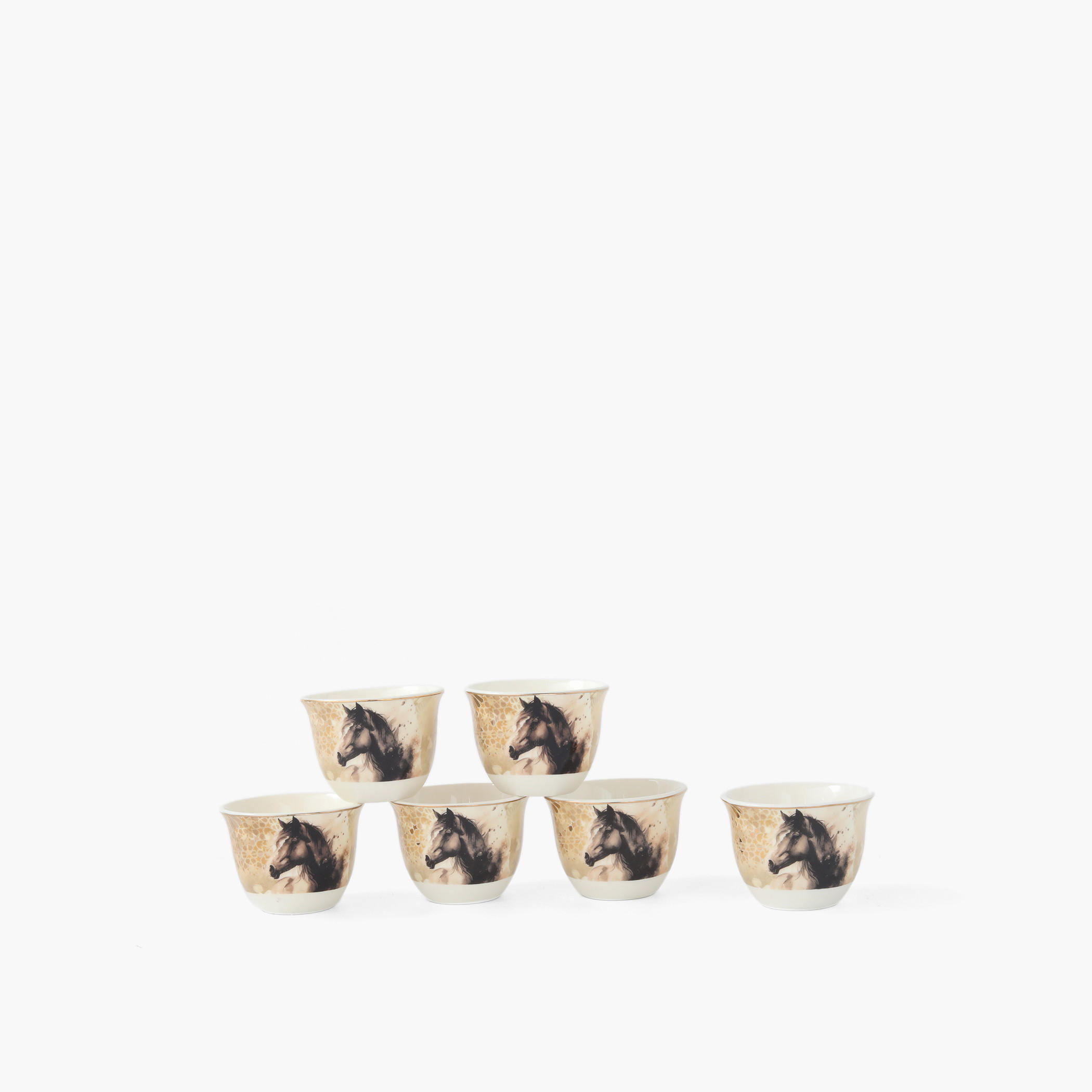 Horse 6-Piece Bone China Kahwa Cup Set - 85 ml-household-dining-teaandcoffee-teaandcoffeesets-image-2