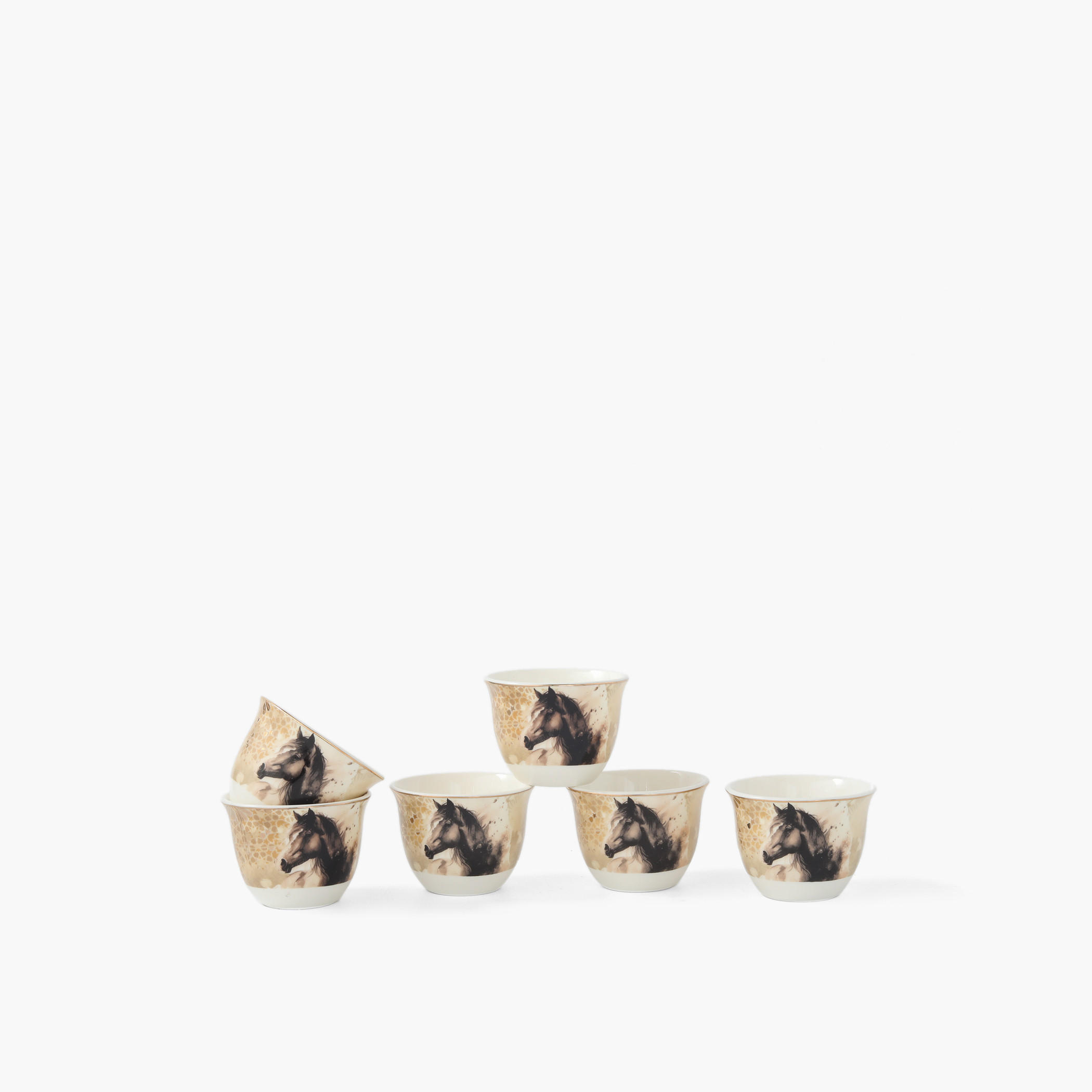 Horse 6-Piece Bone China Kahwa Cup Set - 85 ml-household-dining-teaandcoffee-teaandcoffeesets-image-3