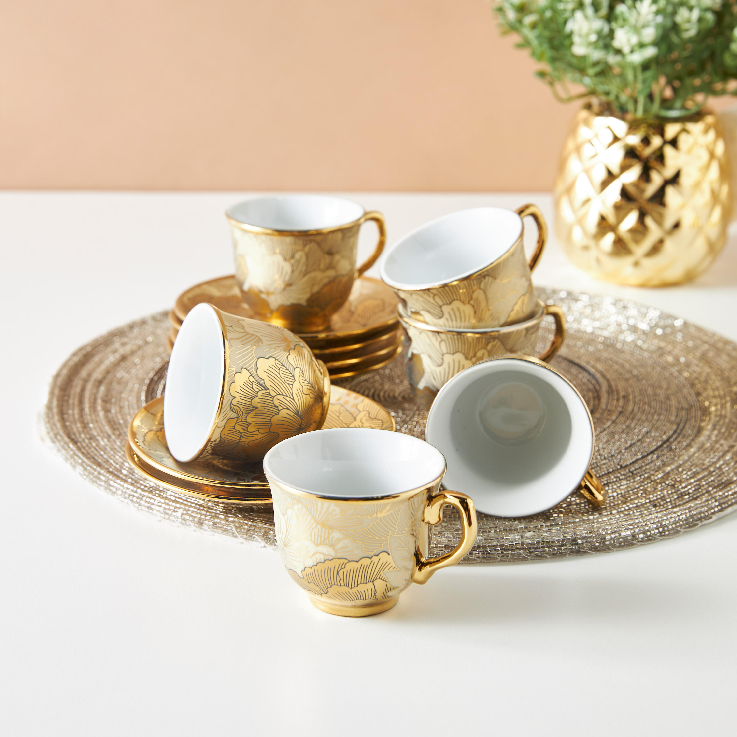 All-Over Floral Print 12-Piece Porcelain Cup and Saucer Set - 90 ml-household-dining-teaandcoffee-teaandcoffeesets-image-1