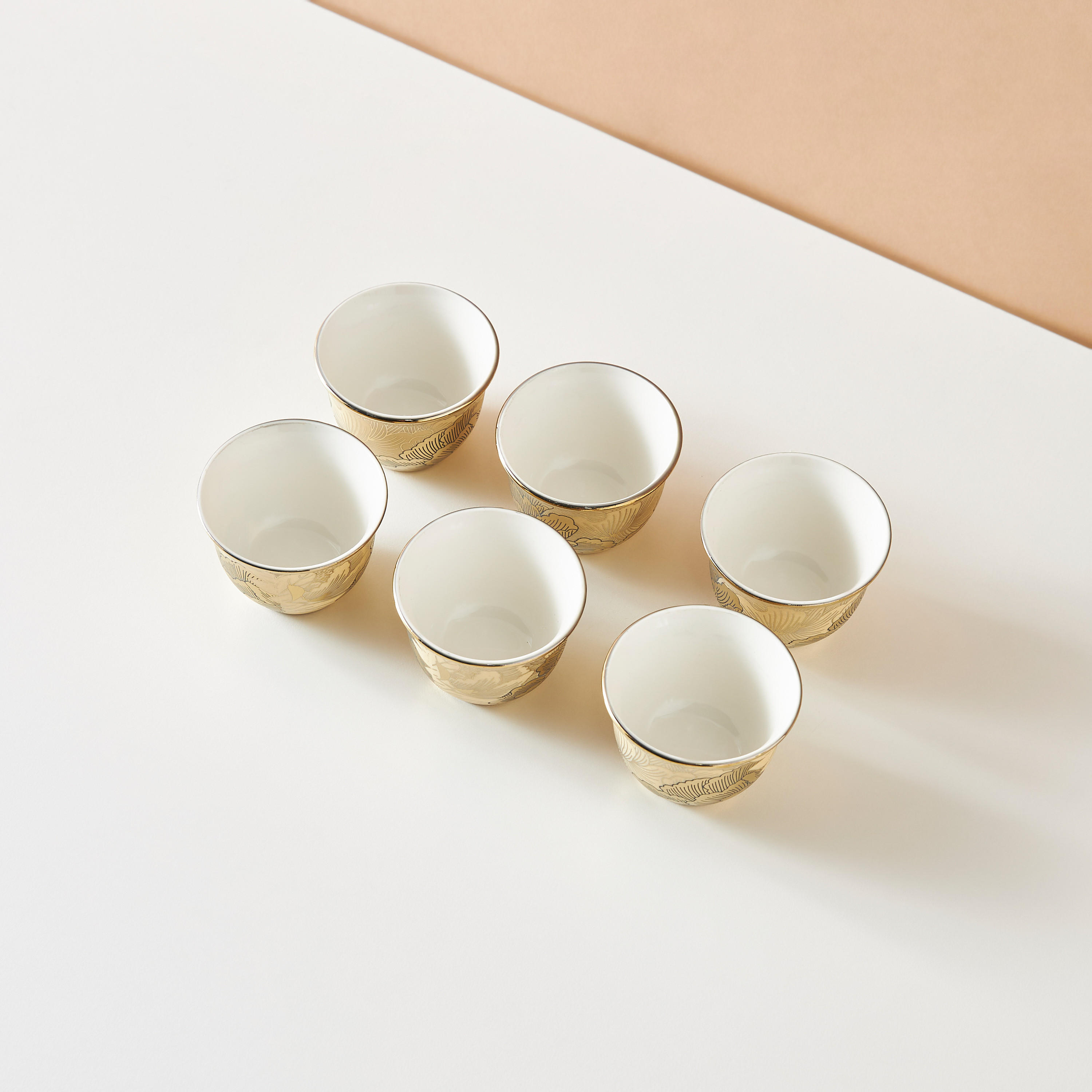 Floral Print 6-Piece Bone China Kahwa Cup Set - 80 ml-household-dining-teaandcoffee-teaandcoffeesets-image-3
