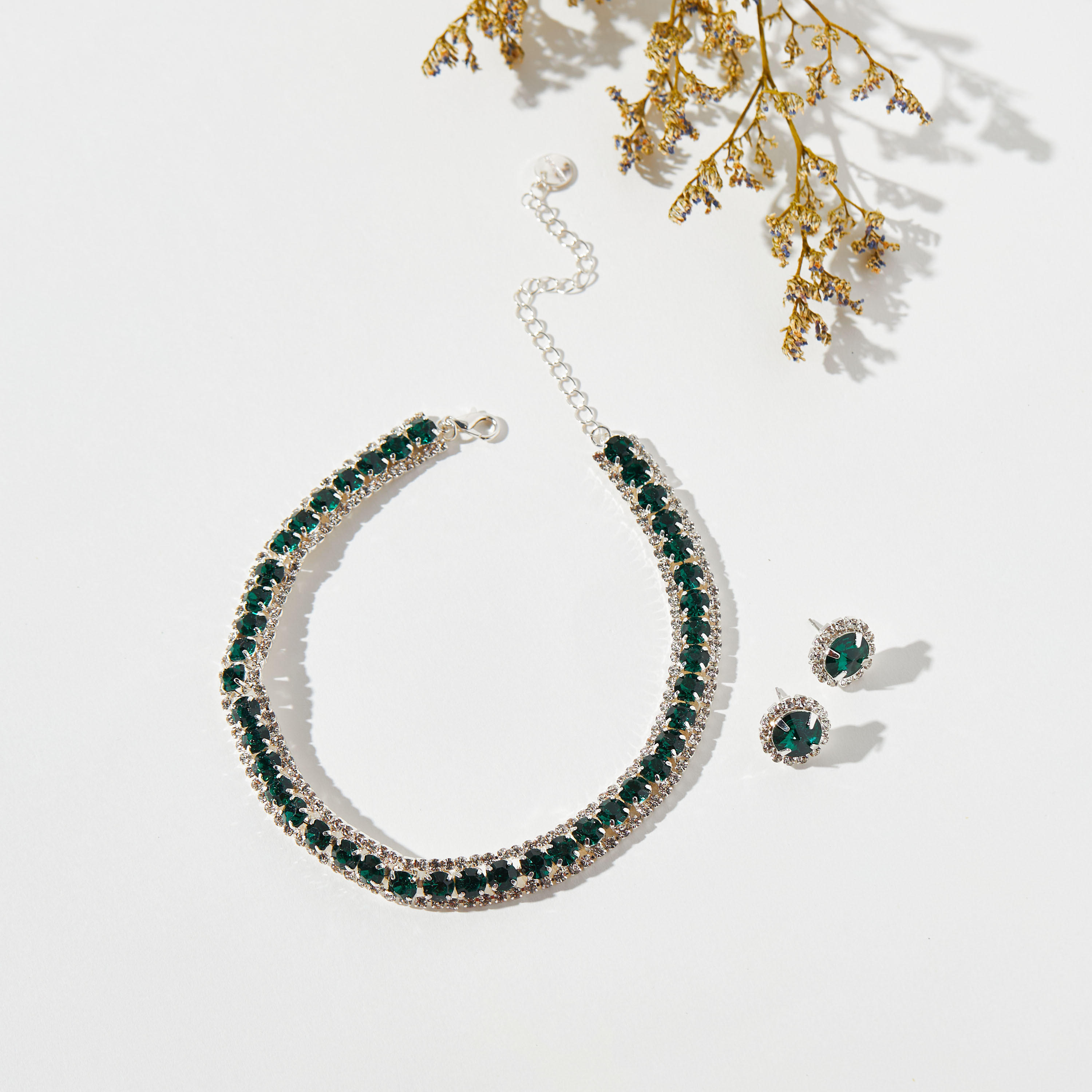Stone Pendant Necklace and Earrings Set-women-watchesandjewellery-jewellery-jewellerysets-image-1