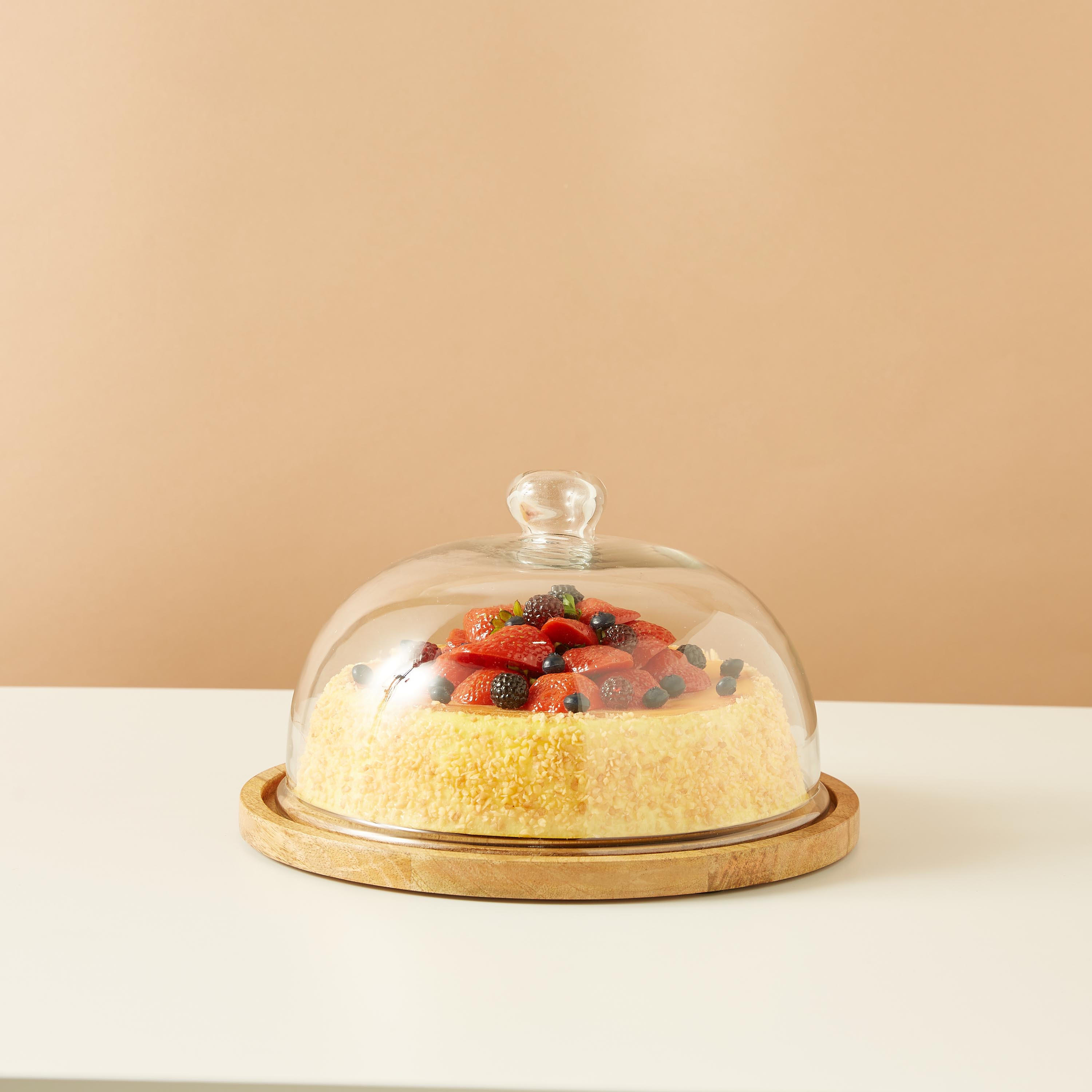 Cake Stand with Glass Dome - 28x18x28 cms-household-dining-serveware-cakestands-image-1
