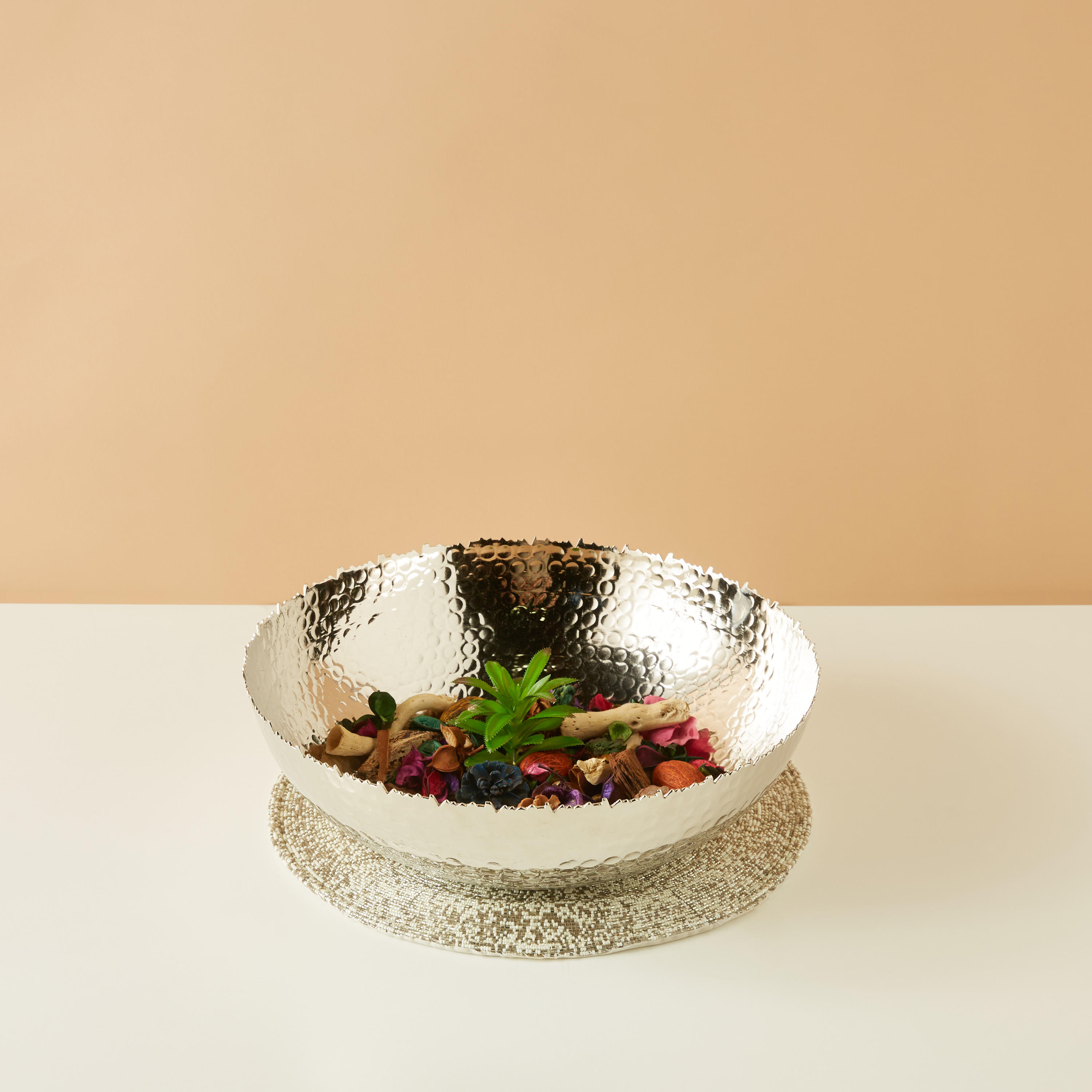 Textured Aluminium Decorative Bowl-household-decor-vasesandbowls-image-1