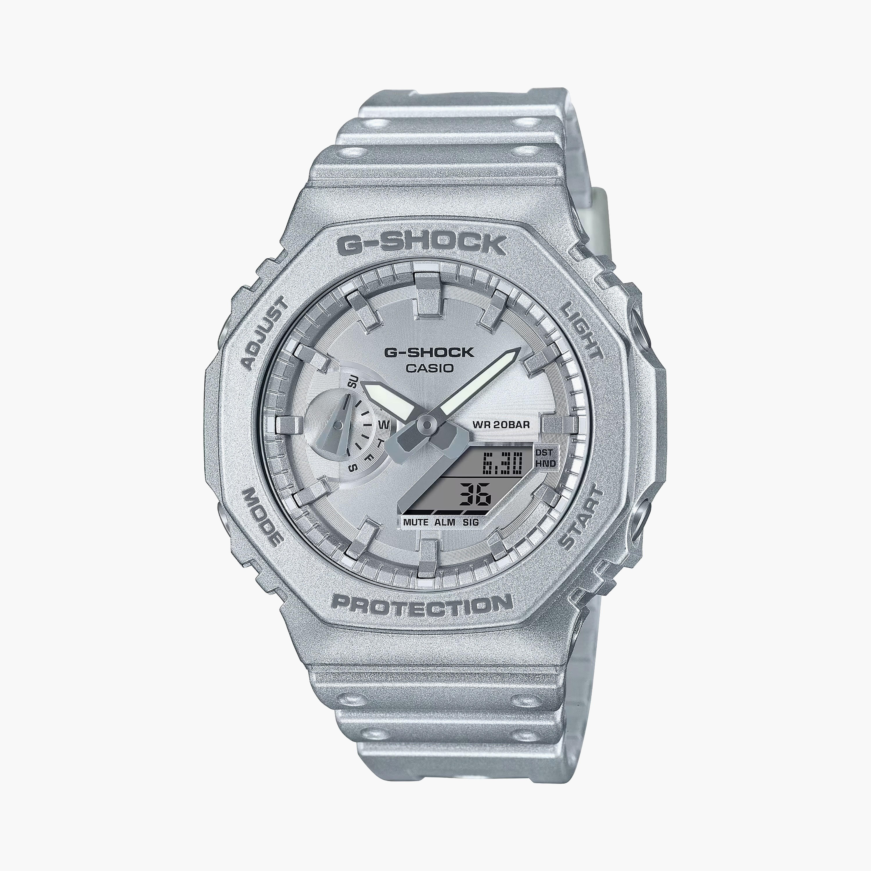 ساعة جي شوك الرقمية ذات أنالوج بسوار سيليكون رمادي للرجال | GA-2100FF-8ADR-men-watchesandjewellery-watches-image-1