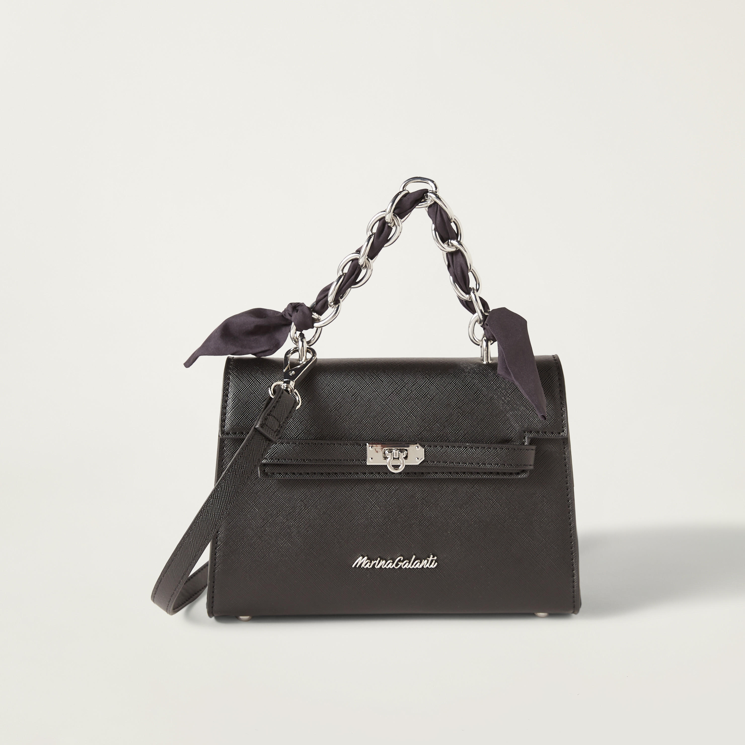 Marina Galanti Solid Satchel Bag with Bow Detail and Magnetic Closure-women-bagsandwallets-handbags-image-1