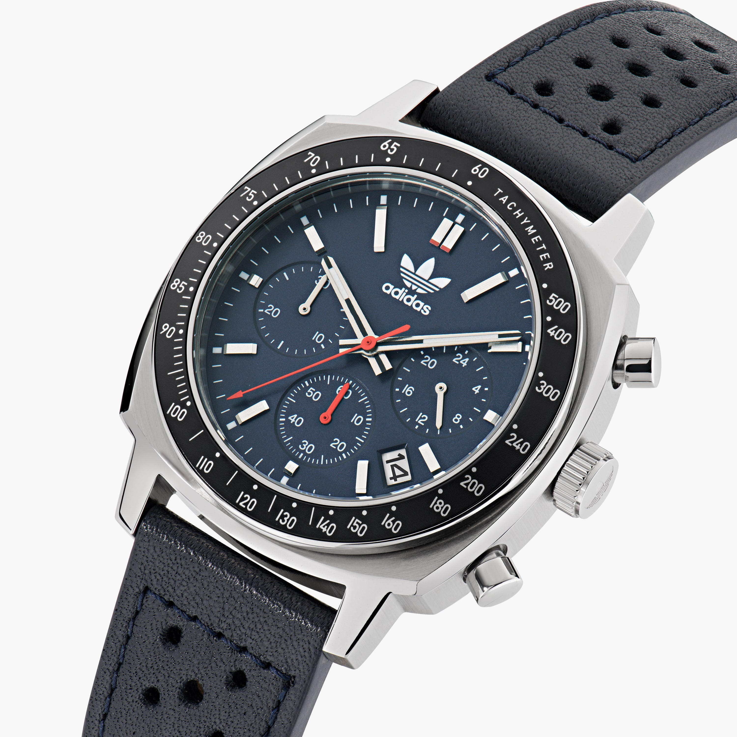 ساعة كرونوغراف للجنسين زرقاء بسوار جلدي من اديداس | AOFH23577-men-watchesandjewellery-watches-image-4