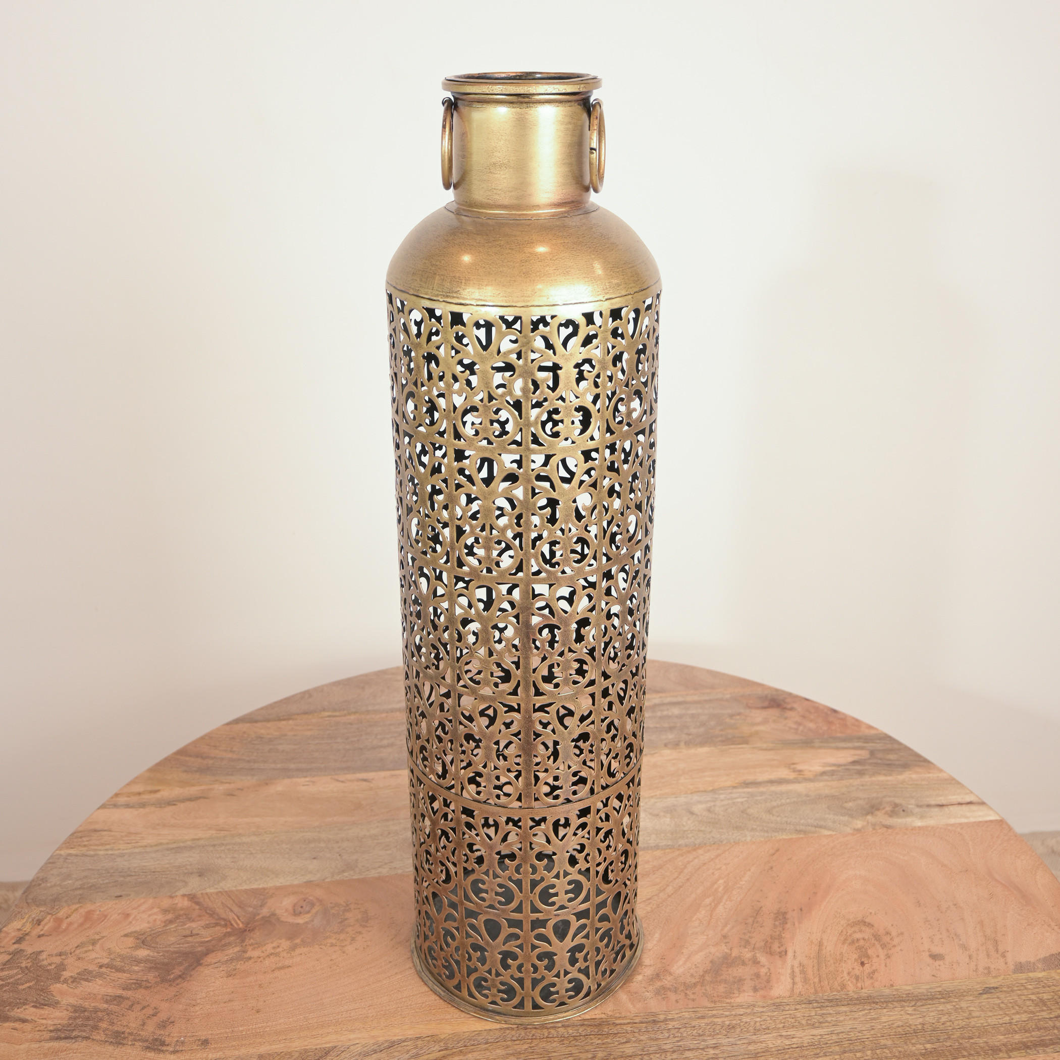 Home Carving Cutout Detail Brass Candleholder - 68 cm-household-decor-candleholdersandlanterns-image-4