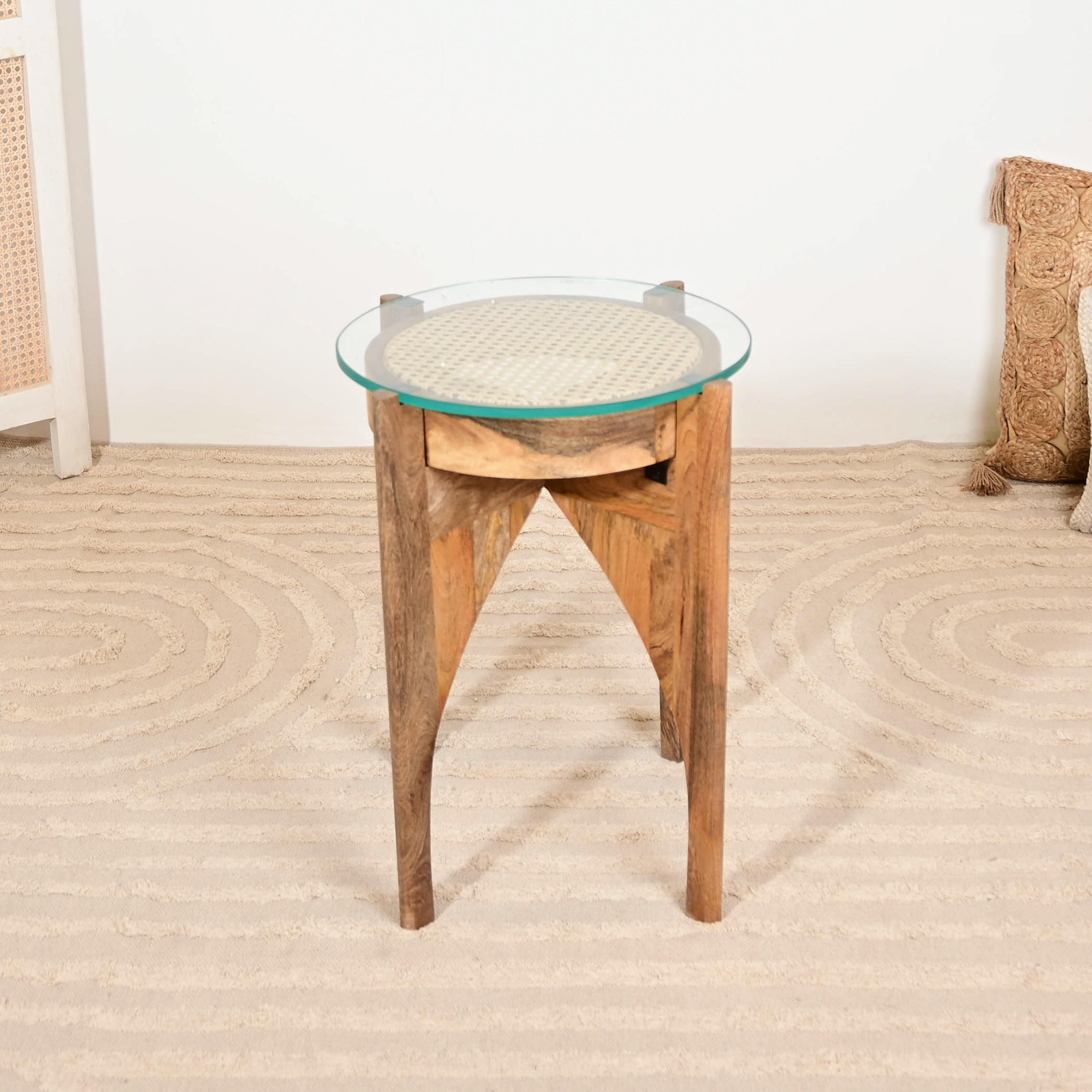 طاولة زينة بسطح زجاج من هوم كارفينج - 55x40x55 سم-furniture-livingroom-sideandendtables-image-2