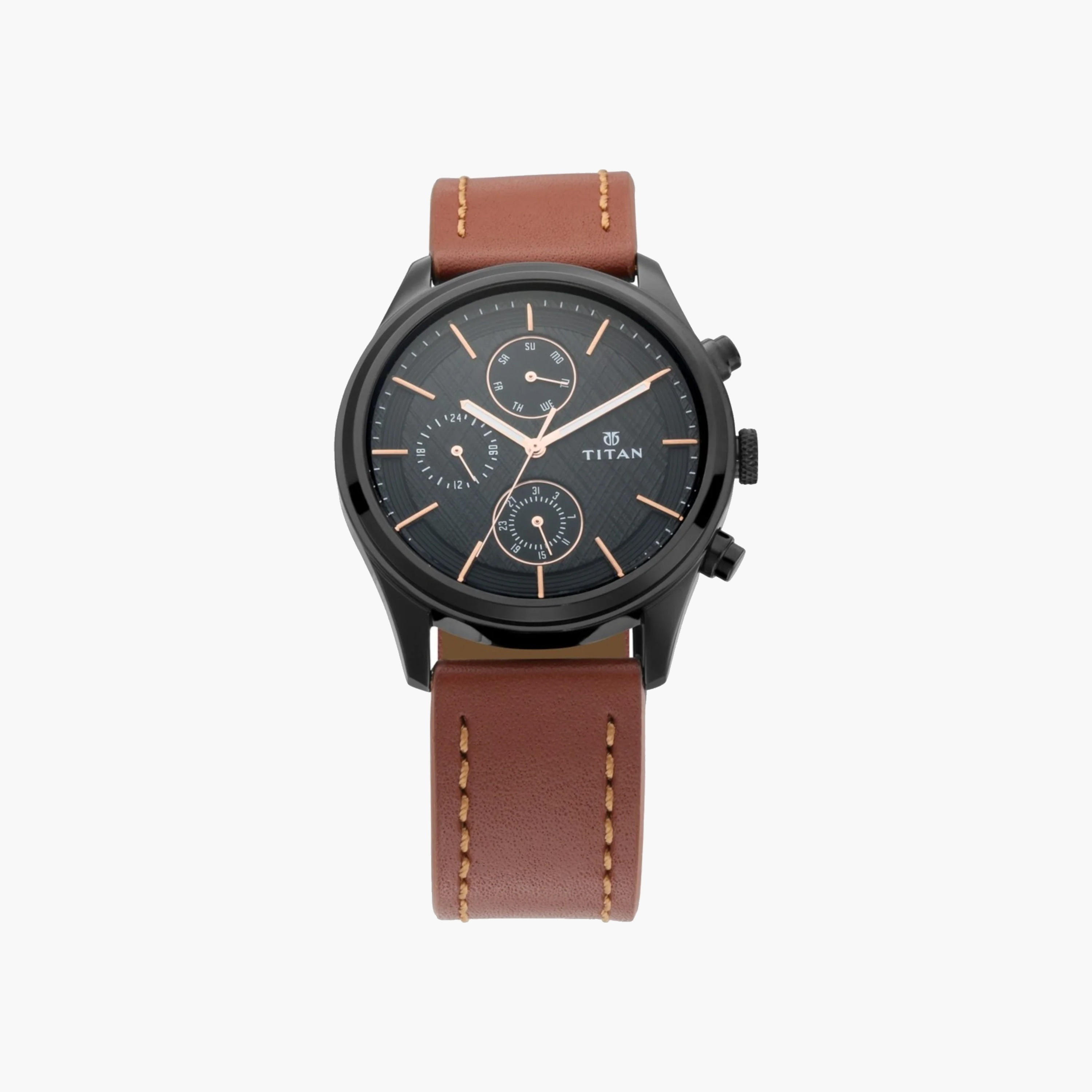 Titan Chronograph Watch Black Dial Leather Strap-men-watchesandjewellery-watches-image-1