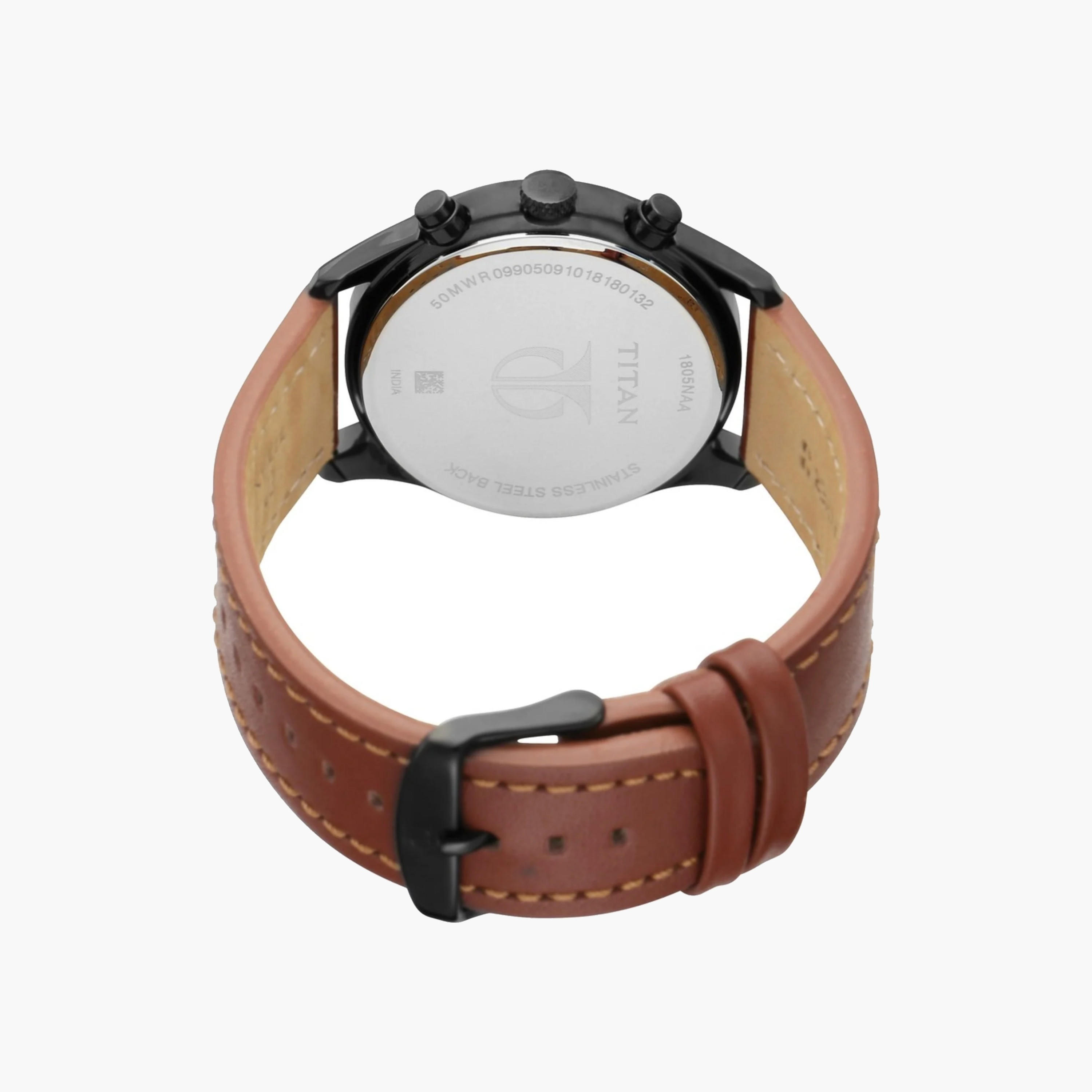 Titan Chronograph Watch Black Dial Leather Strap-men-watchesandjewellery-watches-image-2