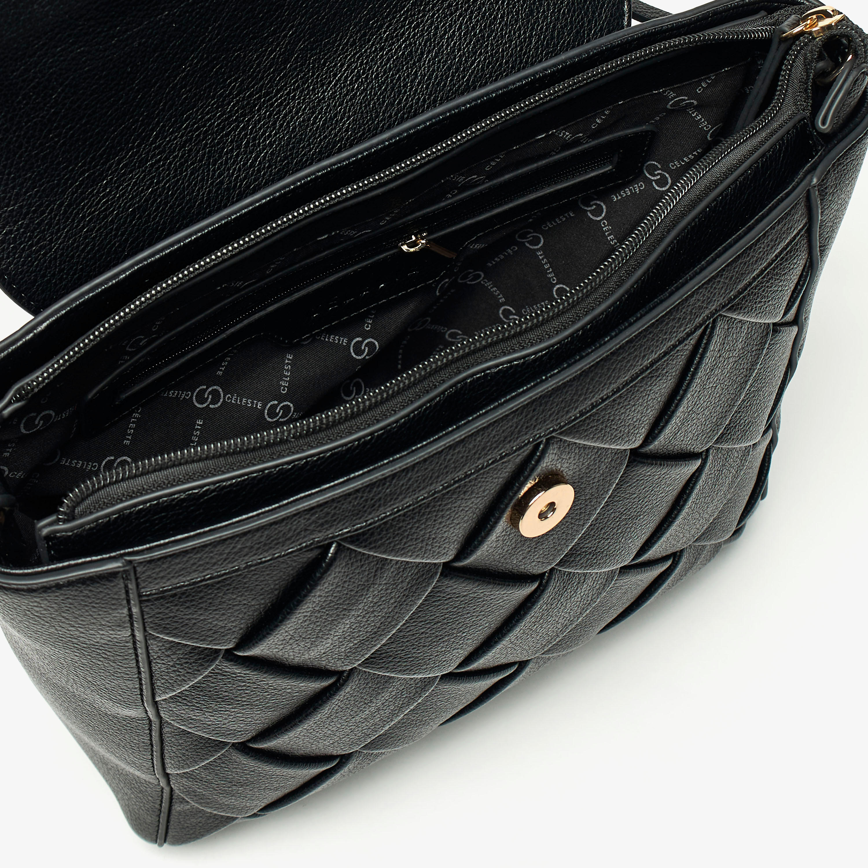 شنطة ساتشيل بارزة الملمس بحزام قابل للفصل وزر إغلاق مغناطيسي من سيليست-women-bagsandwallets-handbags-image-10
