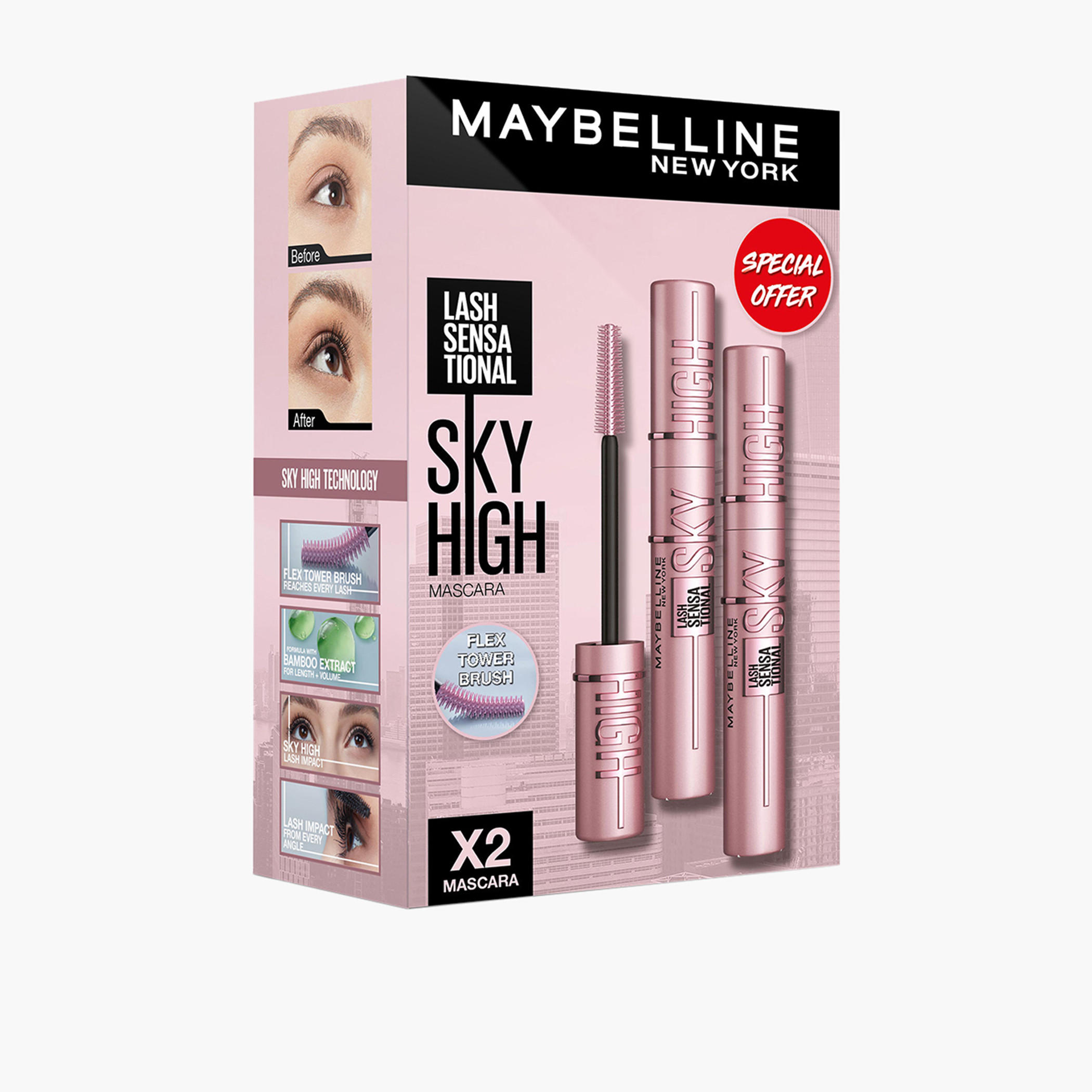 Maybelline New York Lash Sensational Sky High Mascara - Set of 2-beautyandpersonalcare-giftsets-image-1