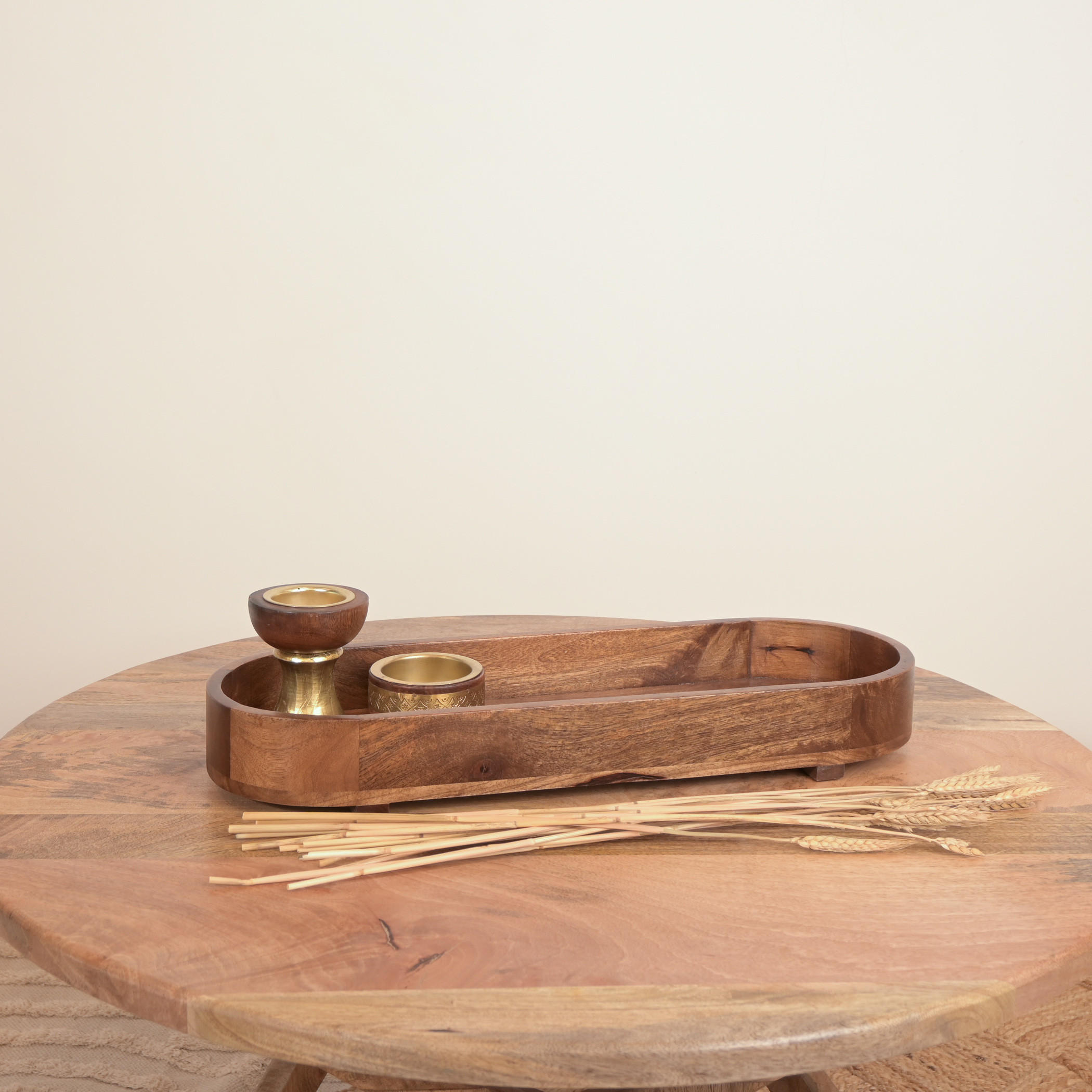 Home Carving Oval Wooden Decorative Tray - 58x7 cm-household-dining-serveware-servingtrays-image-1