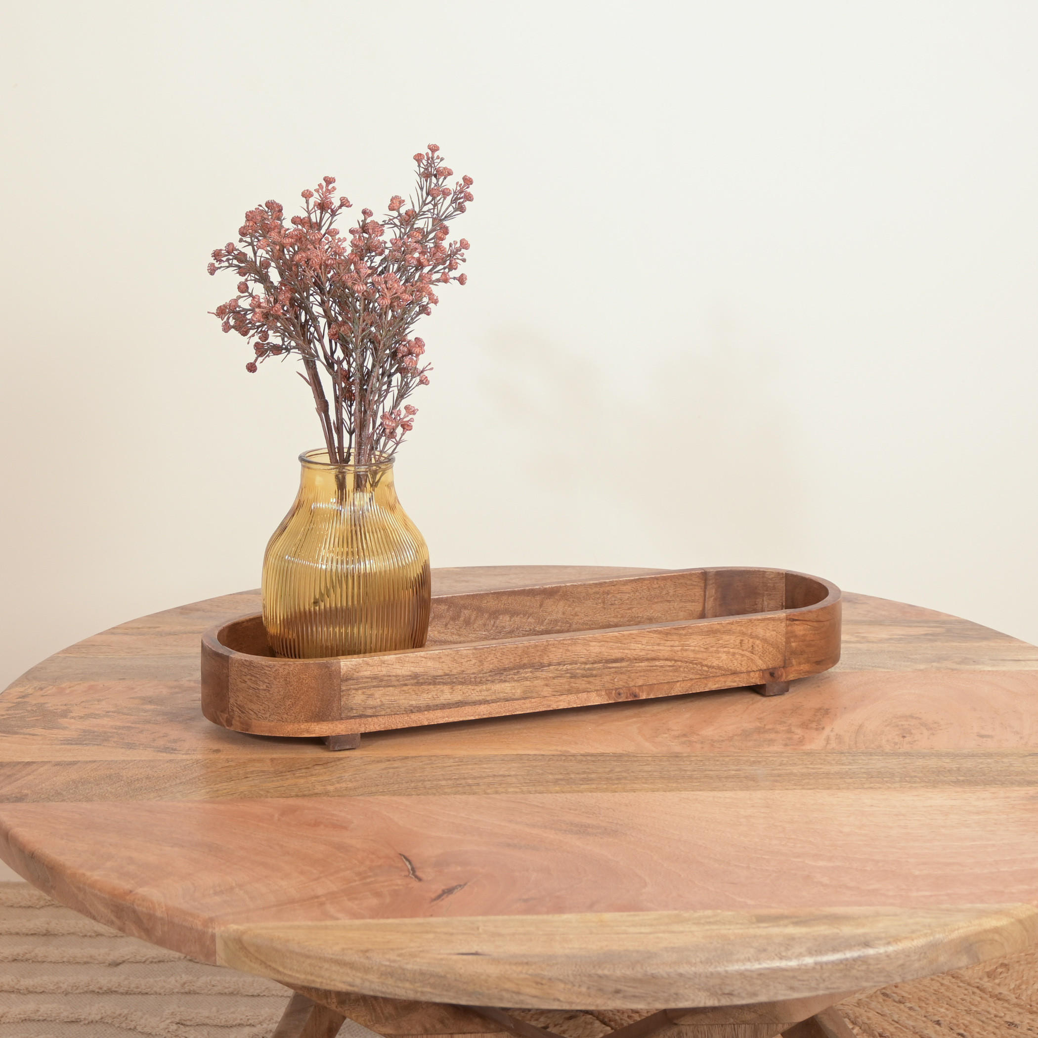 Home Carving Wooden Oval Serving Tray - 54x6 cms-household-dining-serveware-servingtrays-image-1