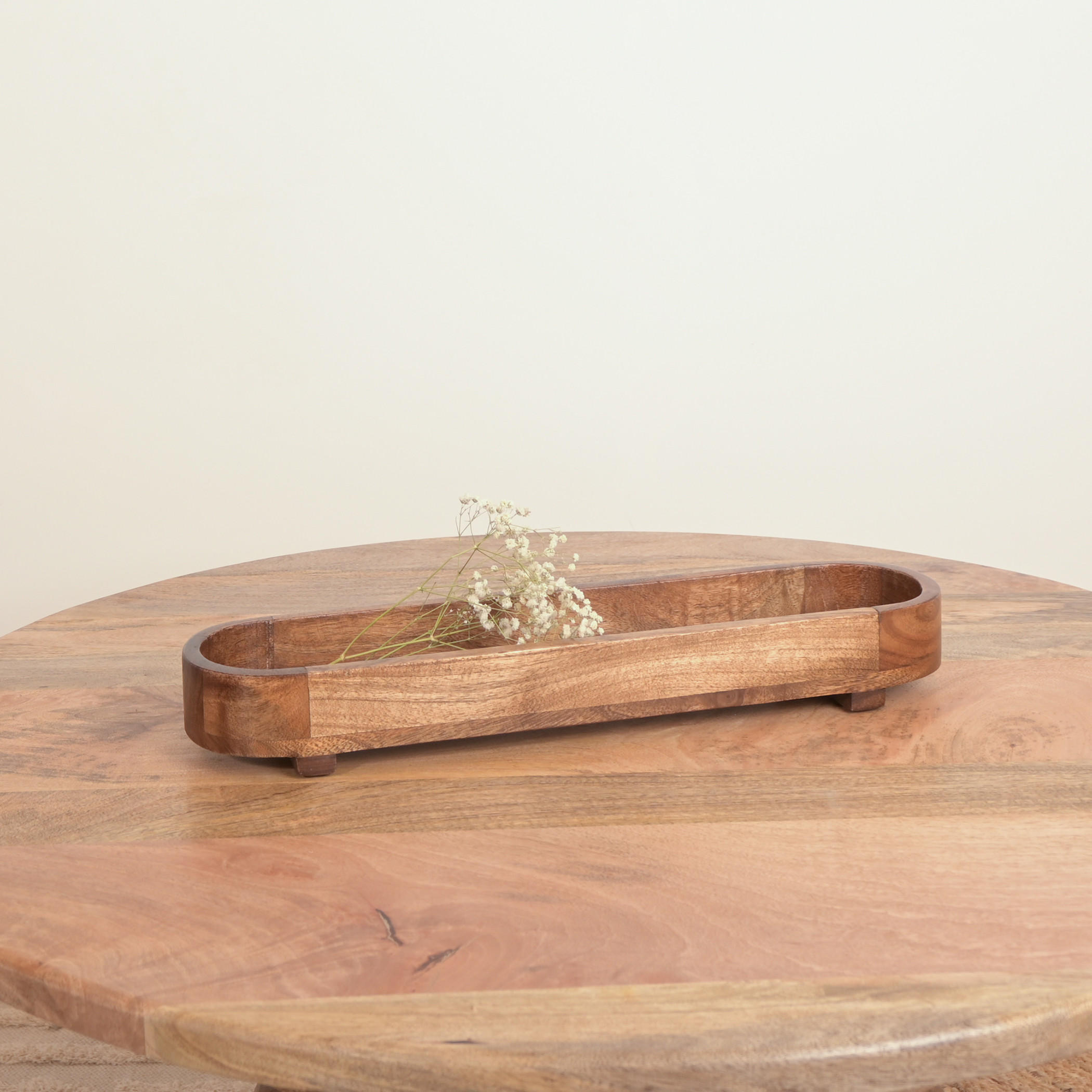 Home Carving Wooden Oval Serving Tray - 49x12 cm-household-dining-serveware-servingtrays-image-2