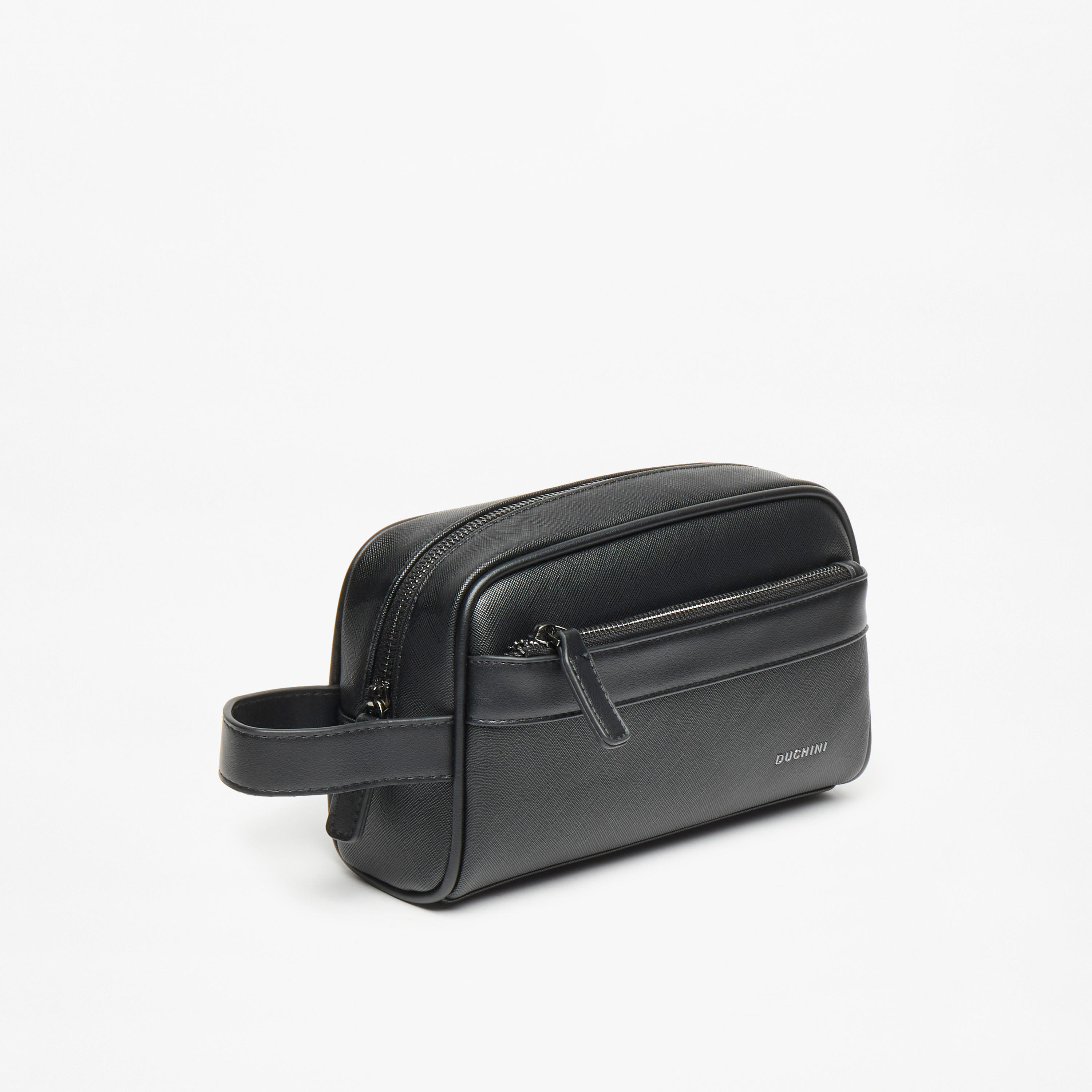 Duchini Textured Pouch with Zip Closure-men-bags-image-3