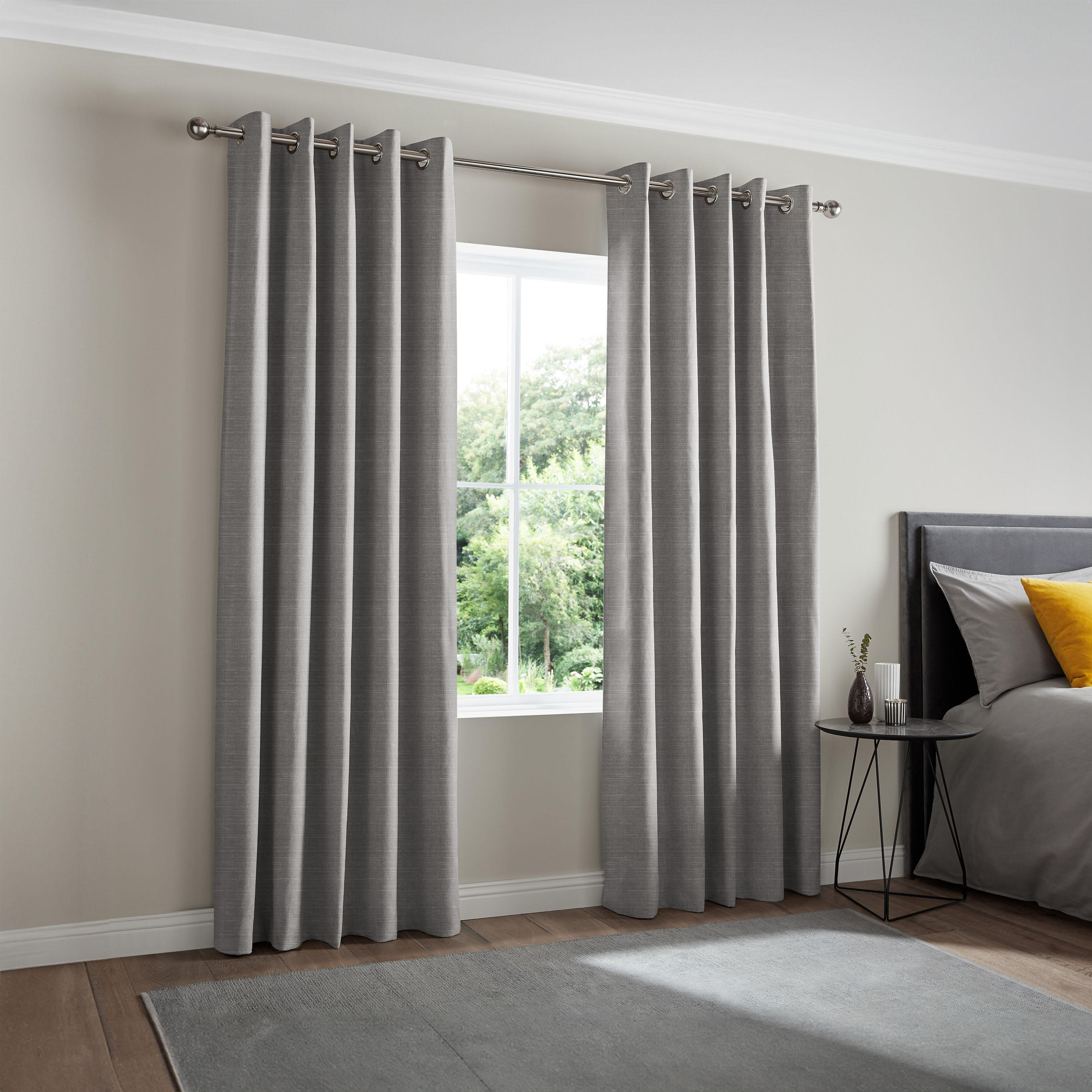 ستارة تصفية الضوء قطعة واحدة بحلقات لون رمادي من بوتر - 135x240 سم-household-windows-curtains-image-2