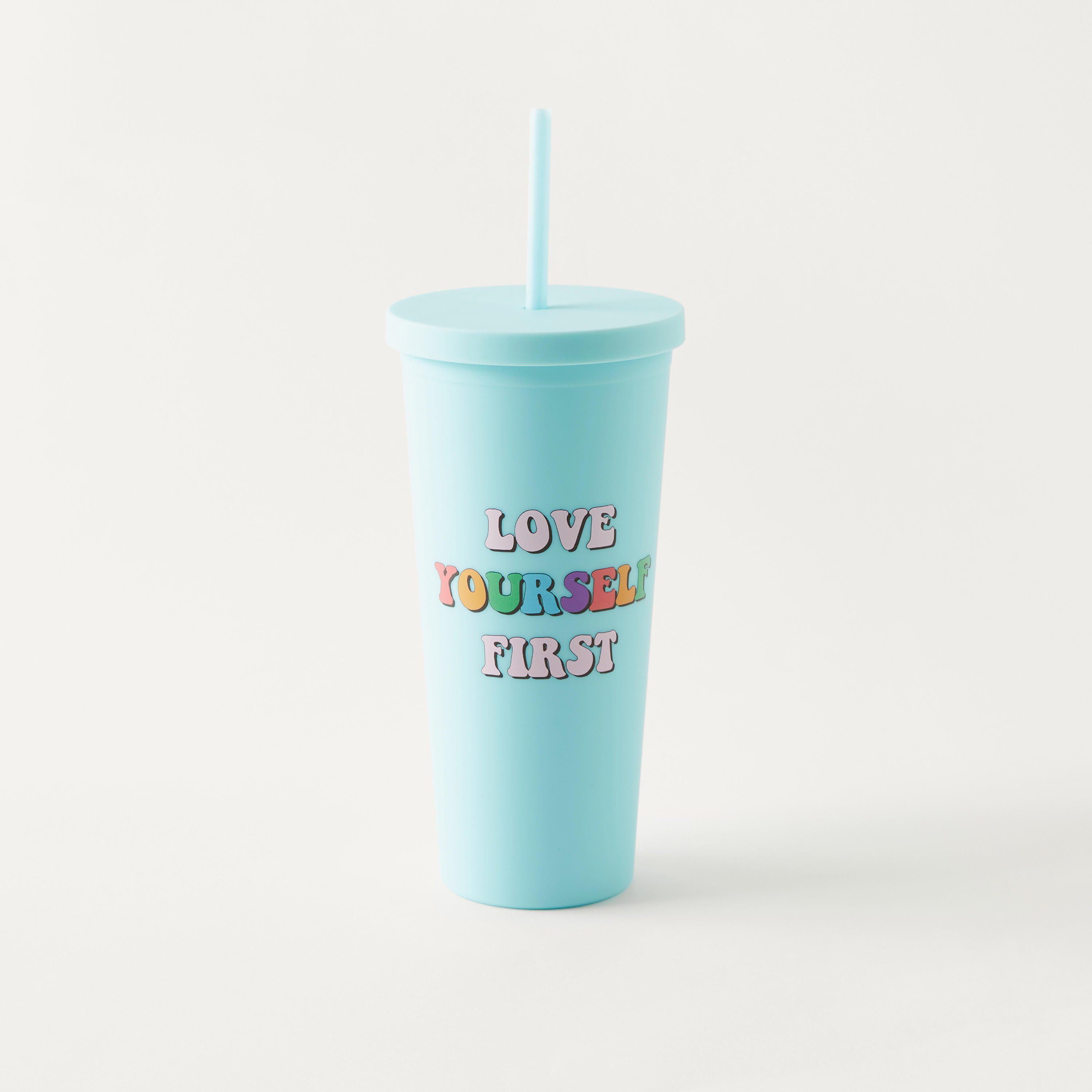 Slogan Print Tumbler with Straw - 700 ml-household-dining-teaandcoffee-travelmugsandsippers-image-1