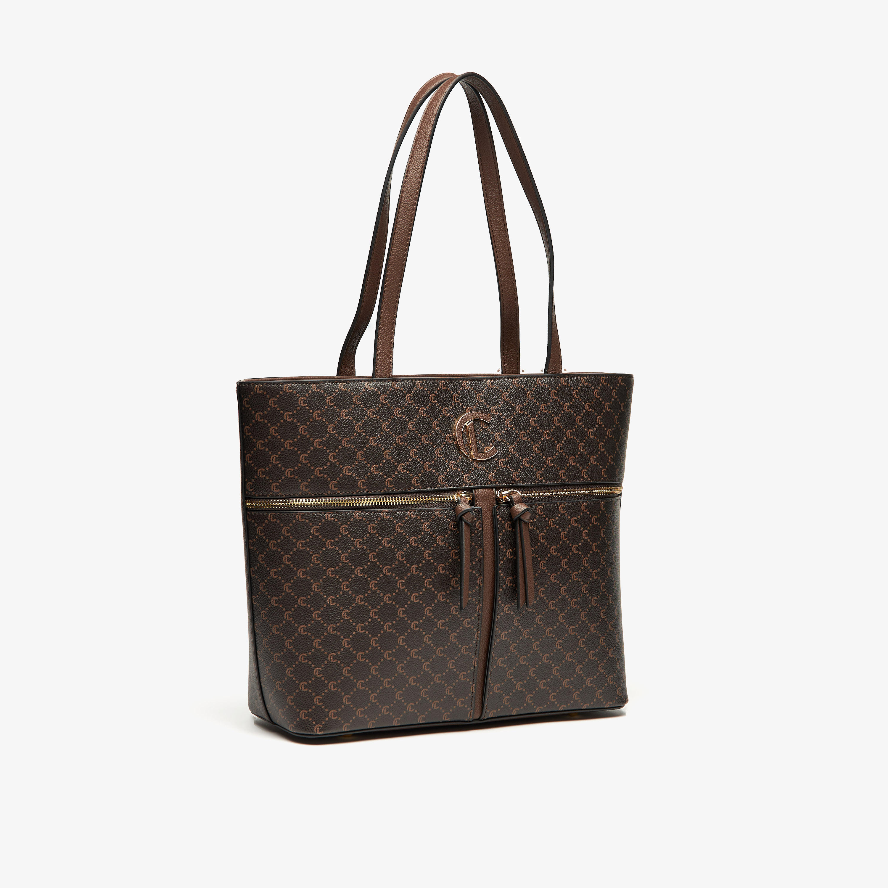 شنطة توتي بسحاب إغلاق ومقابض مزدوجة وطبعات مونوجرام من لو كونفورت-women-bagsandwallets-handbags-image-2