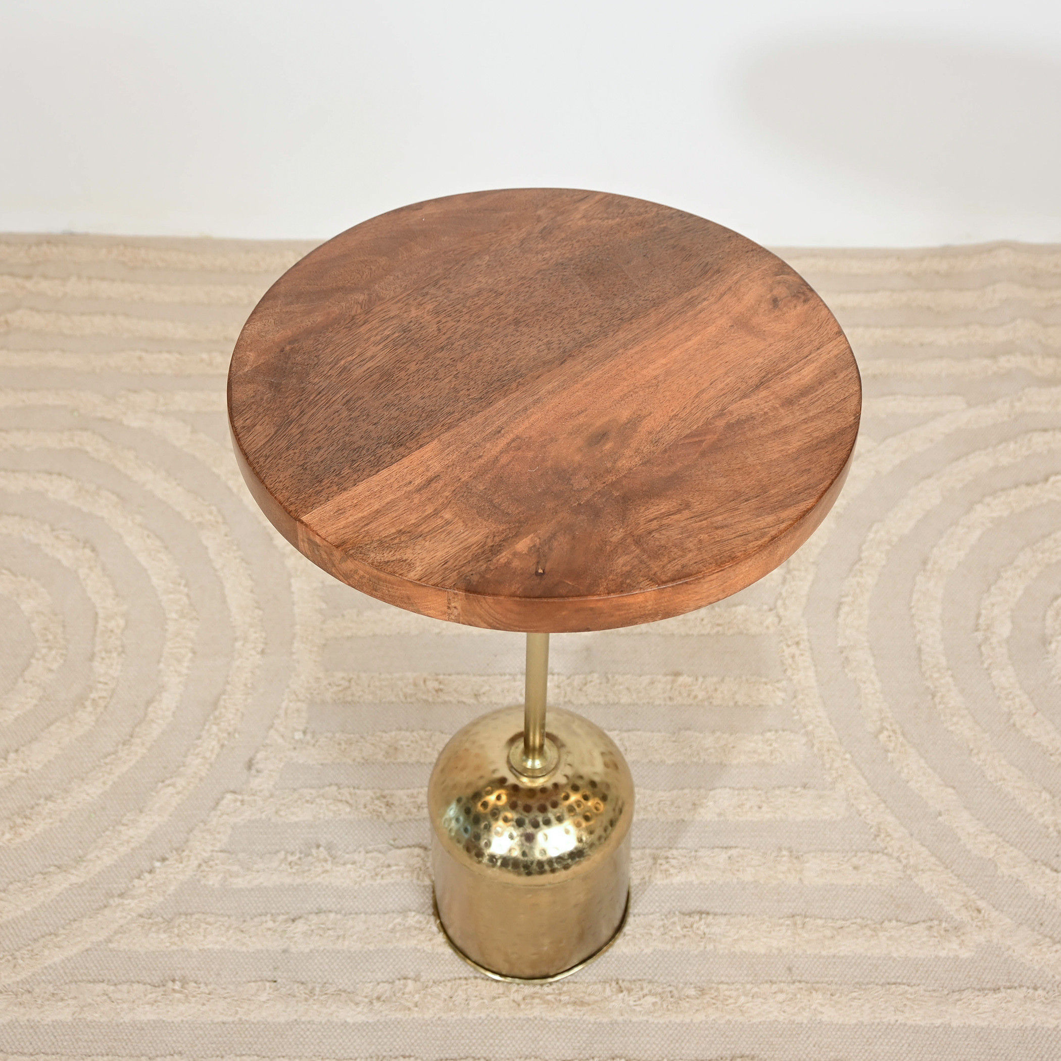 Home Carving Wooden Top Side Table with Pedestal Base - 59x36x59 cms-furniture-livingroom-sideandendtables-image-3
