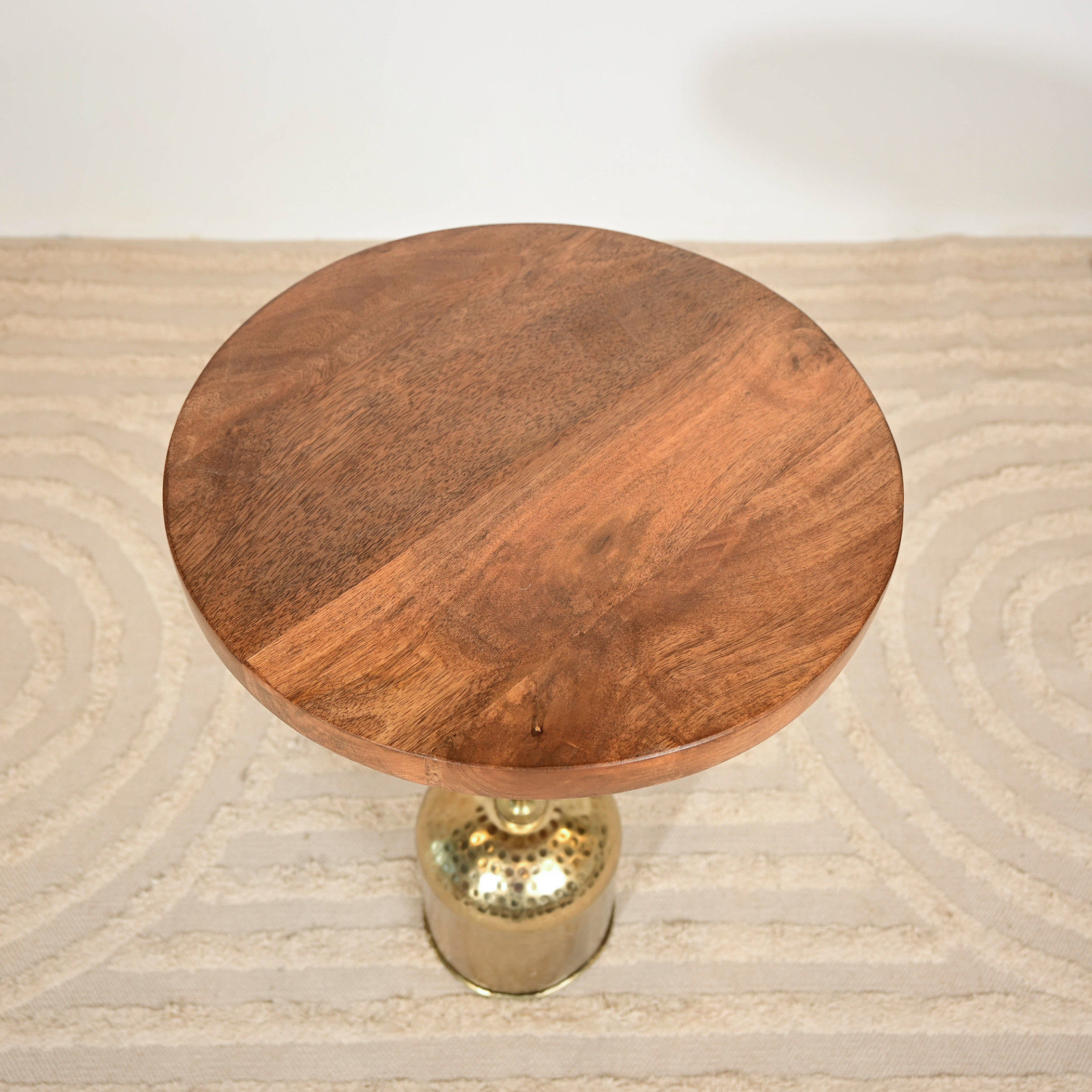 Home Carving Wooden Top Side Table with Pedestal Base - 59x36x59 cms-furniture-livingroom-sideandendtables-image-5