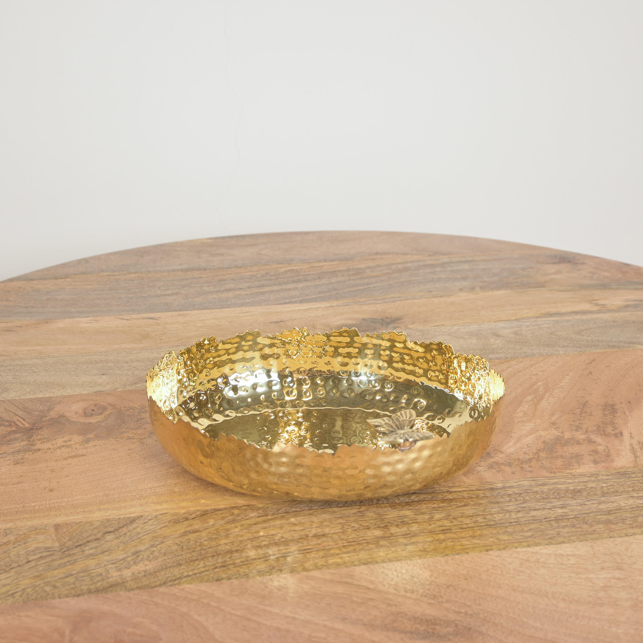 Home Carving Hammered Serving Bowl with Butterfly Motif - 18x25 cm-household-dining-dinnerware-bowls-image-1