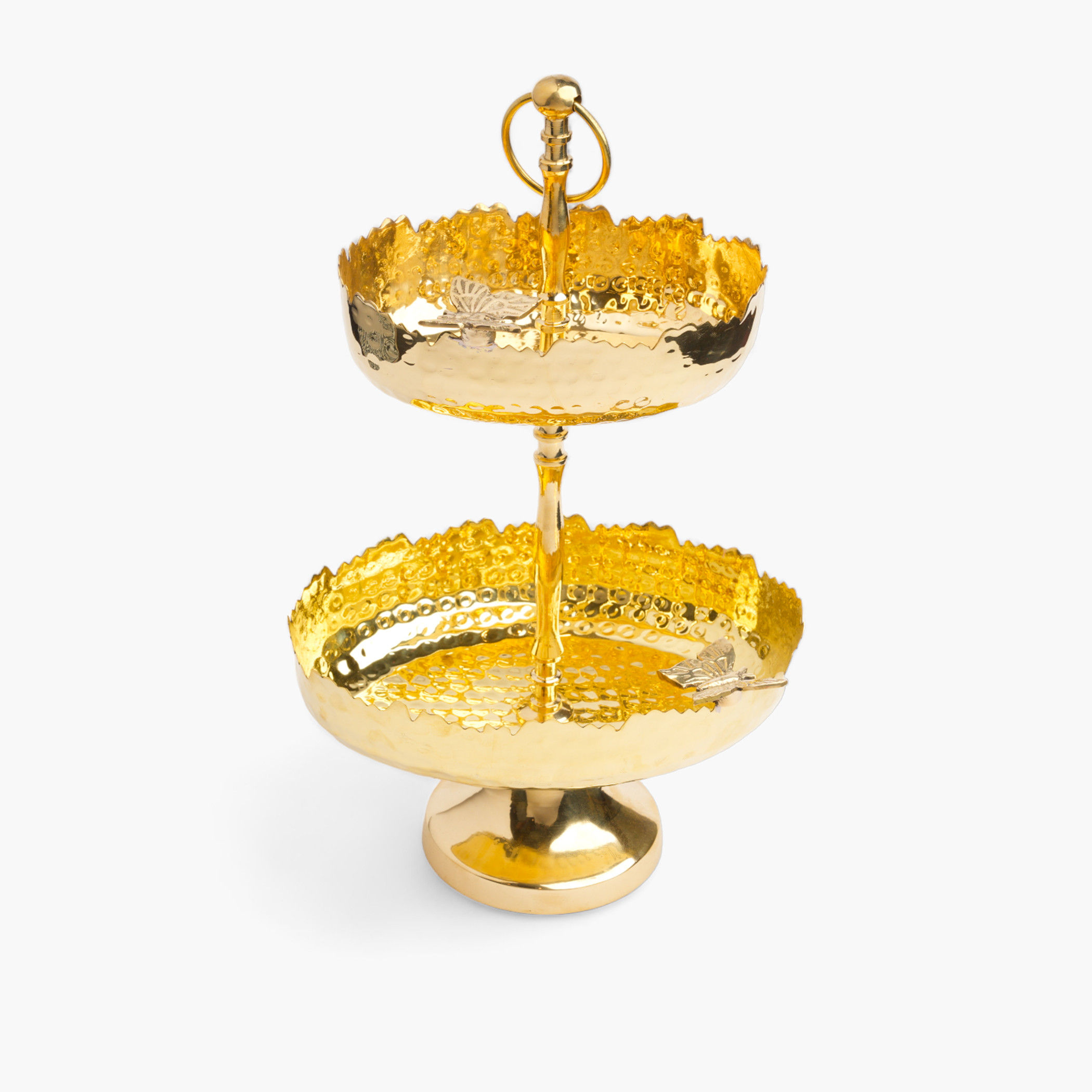 حامل وعاء معدن بطابقين من هوم كارفينج - 20x15x33 سم-household-dining-serveware-cakestands-image-1