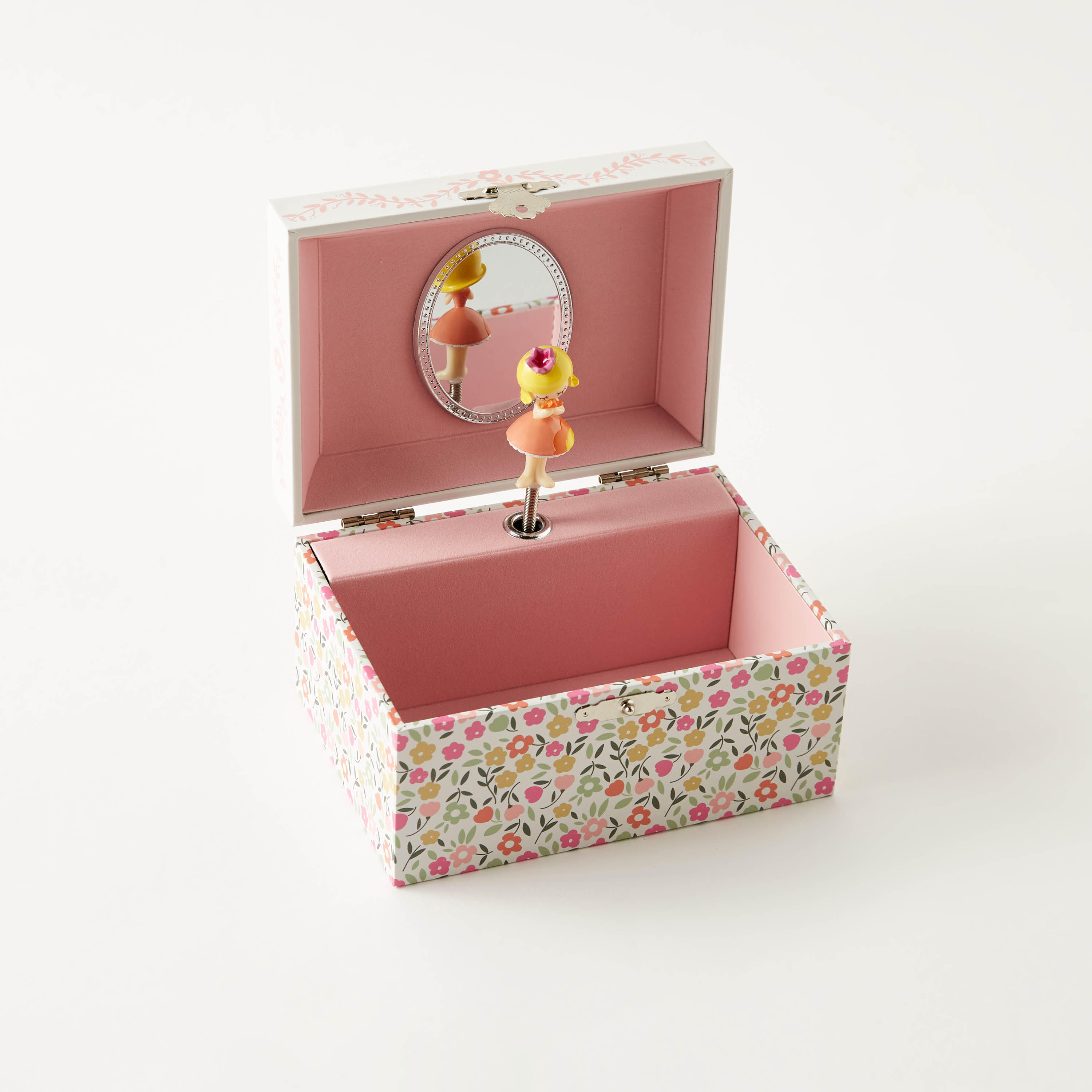 صندوق مجوهرات موسيقي مستطيل بطبعات جرافيك مع تزيينات دمية ومرآة-women-watchesandjewellery-jewellery-storage-image-2