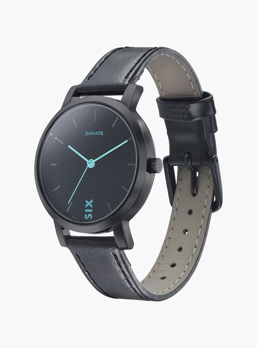 Sonata Women's Black Analog Leather Strap Watch | 8164NL01-women-watchesandjewellery-watches-image-2