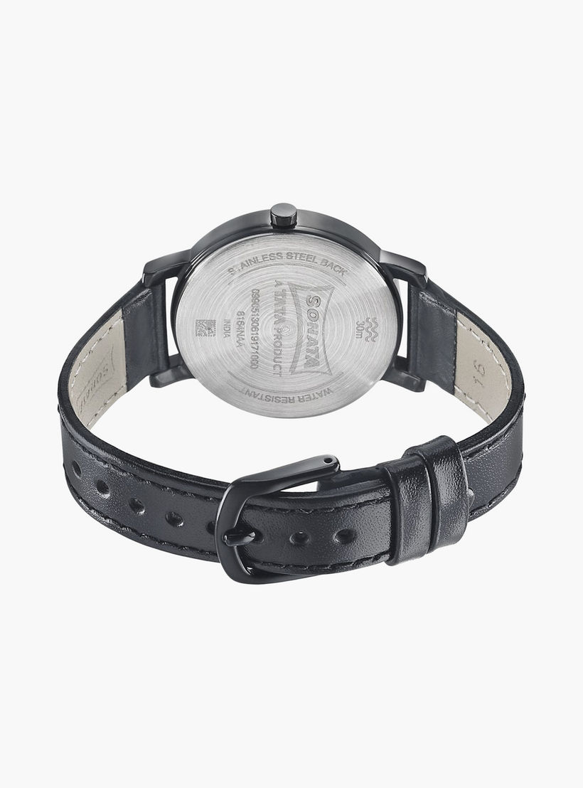 Sonata Women's Black Analog Leather Strap Watch | 8164NL01-women-watchesandjewellery-watches-image-3