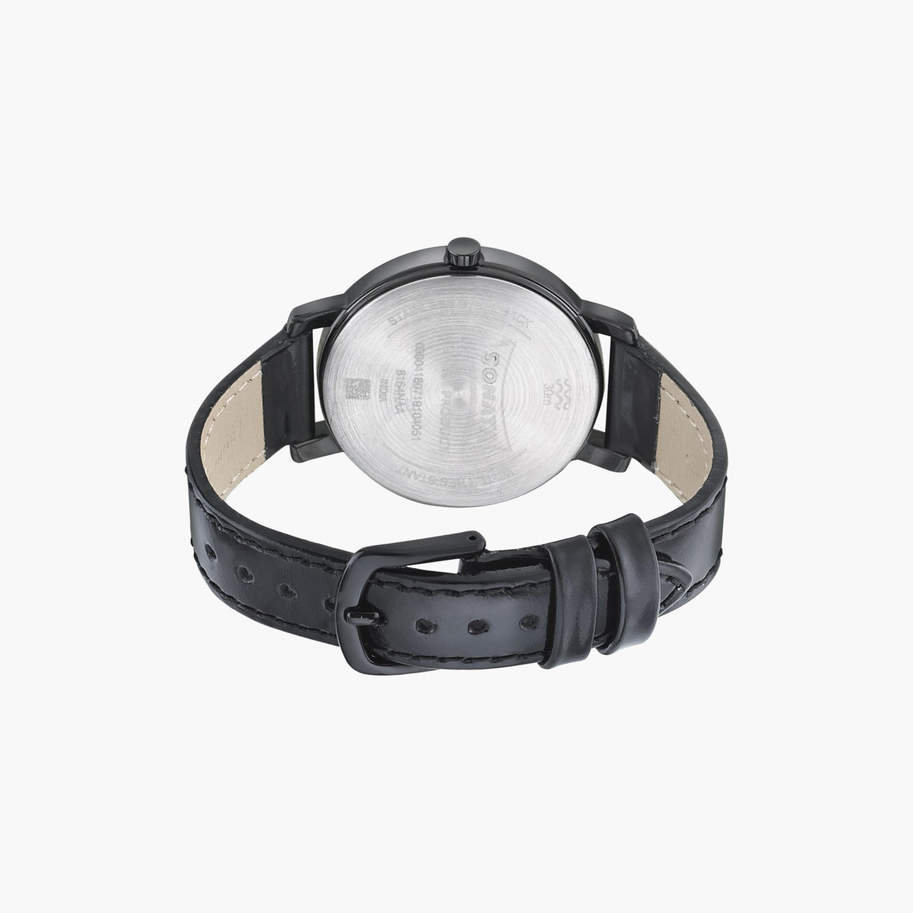 Sonata Women's Black Analog Leather Strap Watch | 8164NL02-women-watchesandjewellery-watches-image-3