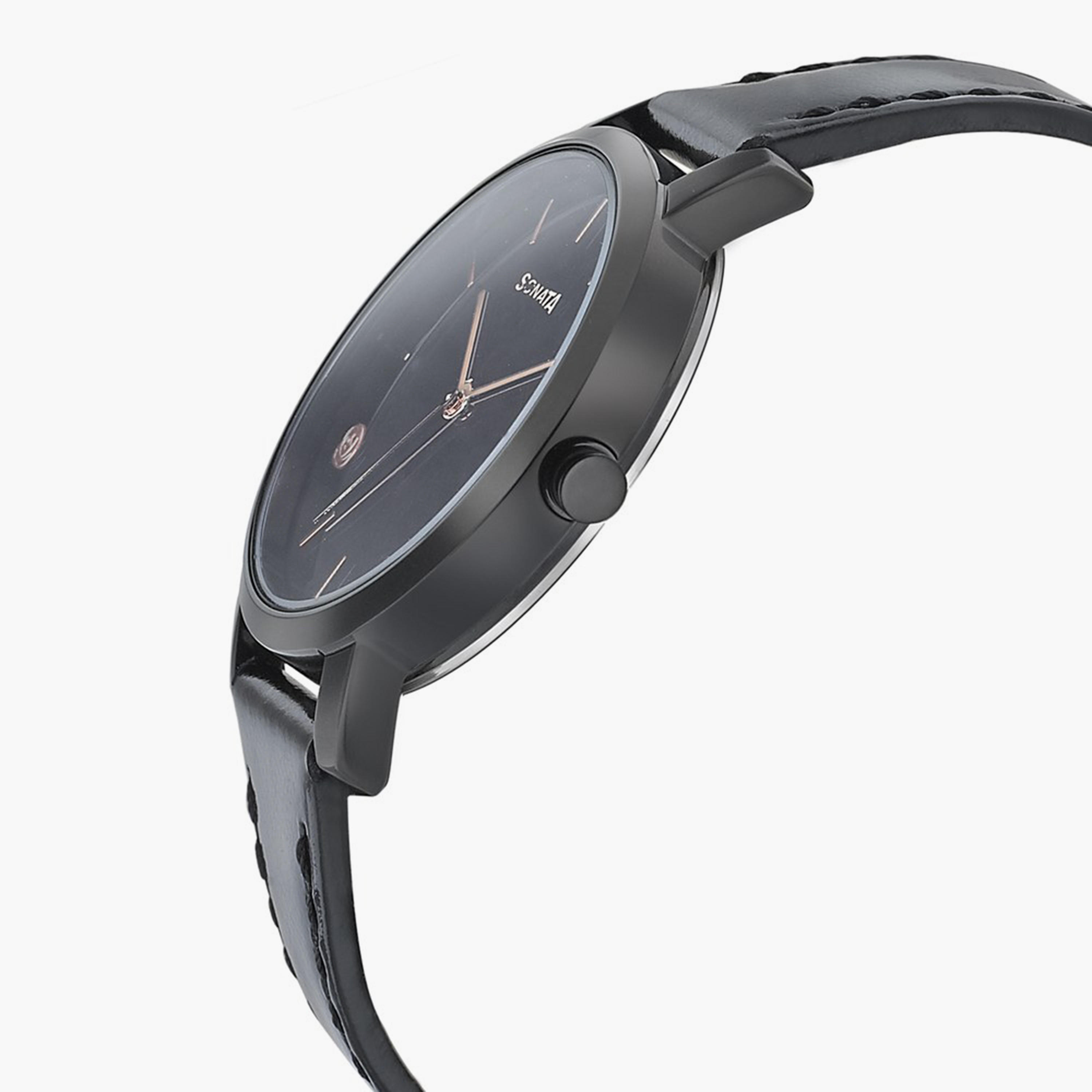 Sonata Women's Black Analog Leather Strap Watch | 8164NL02-women-watchesandjewellery-watches-image-4