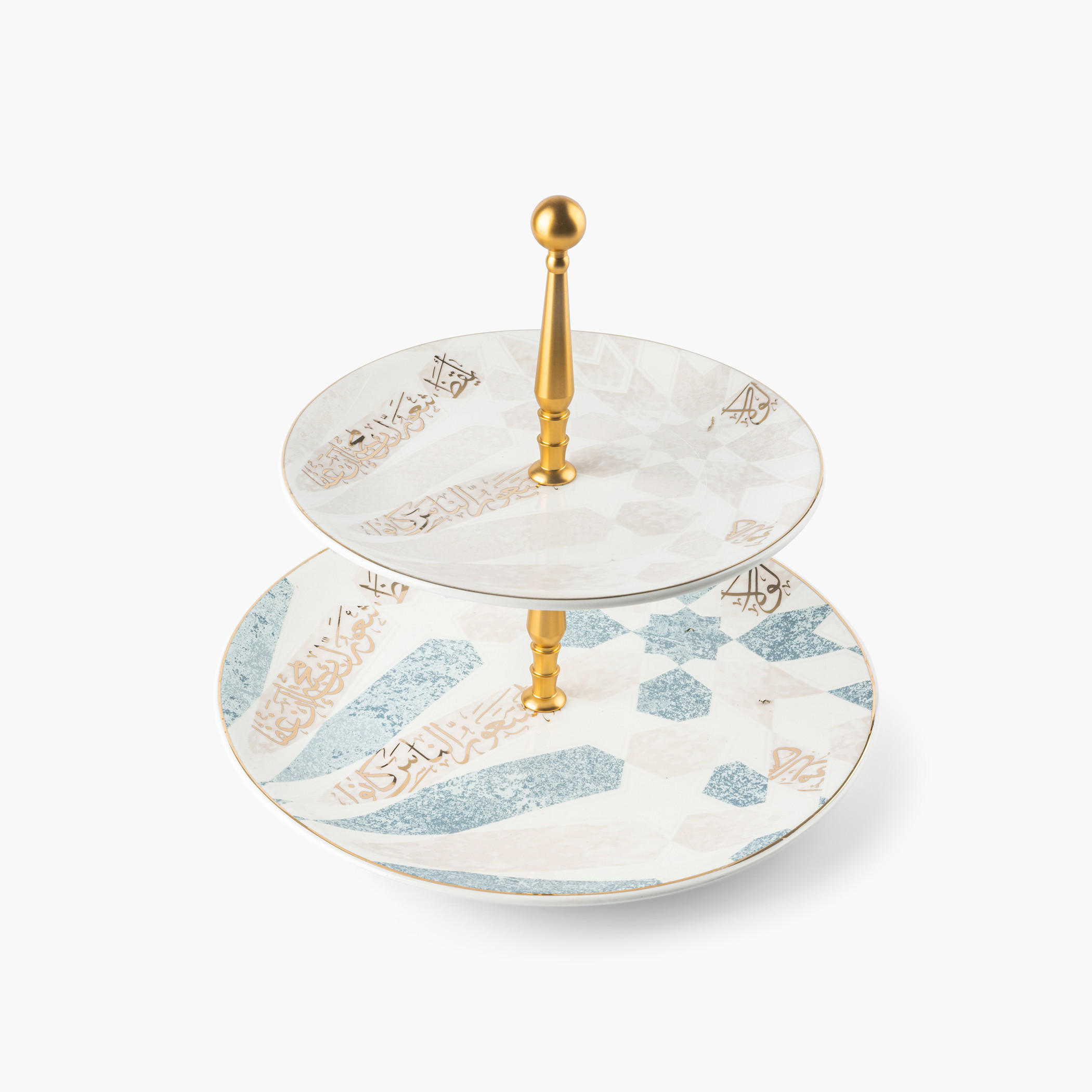 Otantik Amal Printed 2-Tier Porcelain Cake Stand-household-dining-serveware-cakestands-image-2