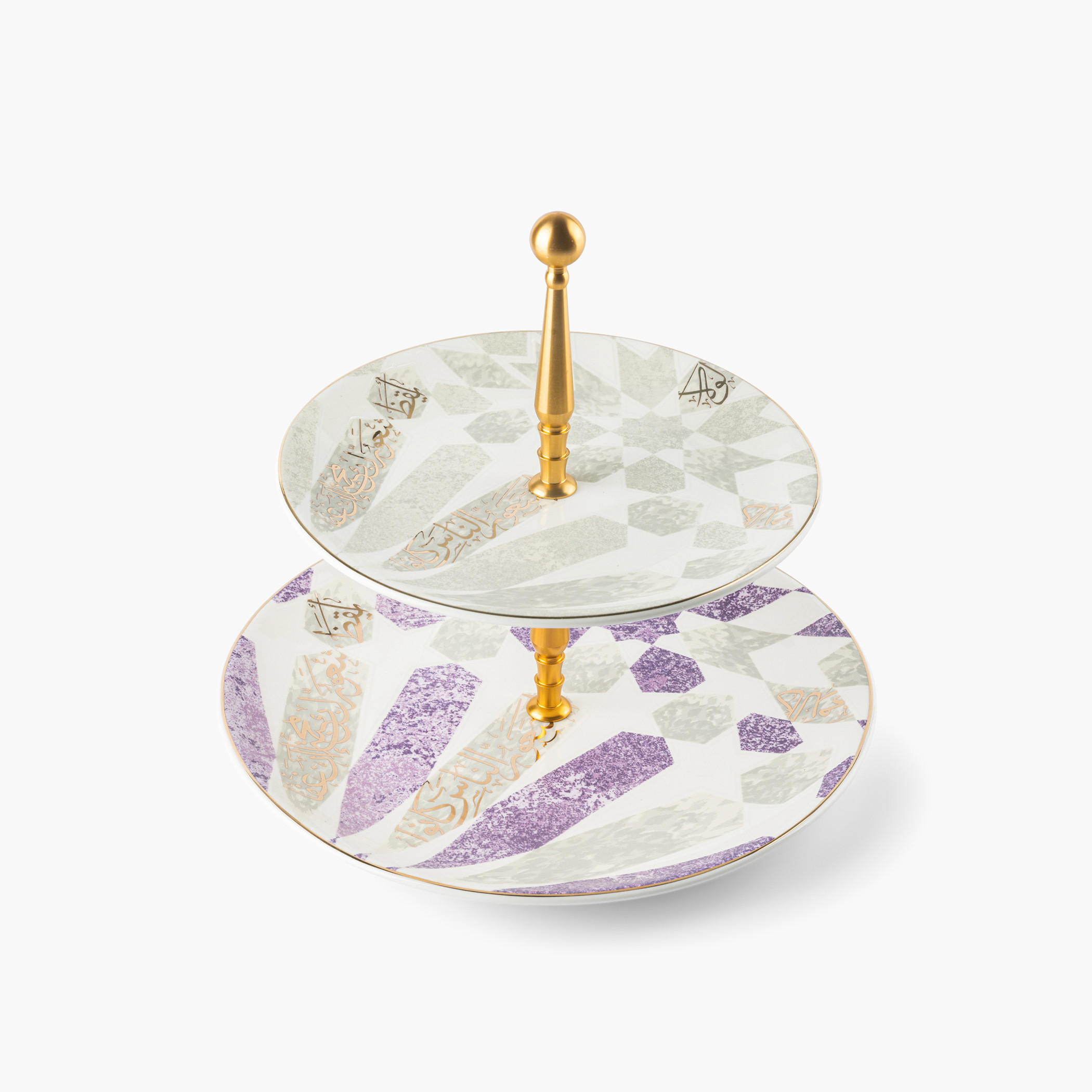 Otantik Amal Printed 2-Tier Porcelain Cake Stand-household-dining-serveware-cakestands-image-2