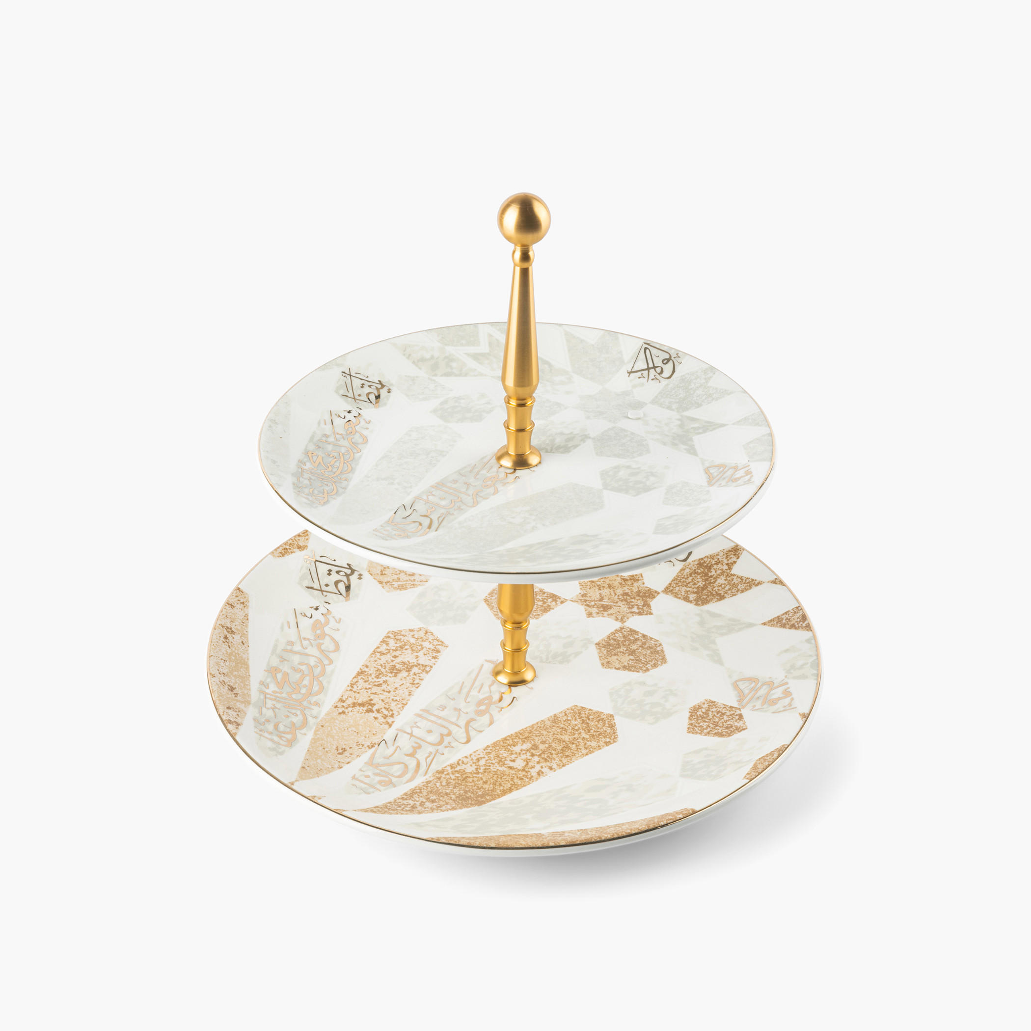 Otantik Amal Printed 2-Tier Porcelain Cake Stand-household-dining-serveware-cakestands-image-2
