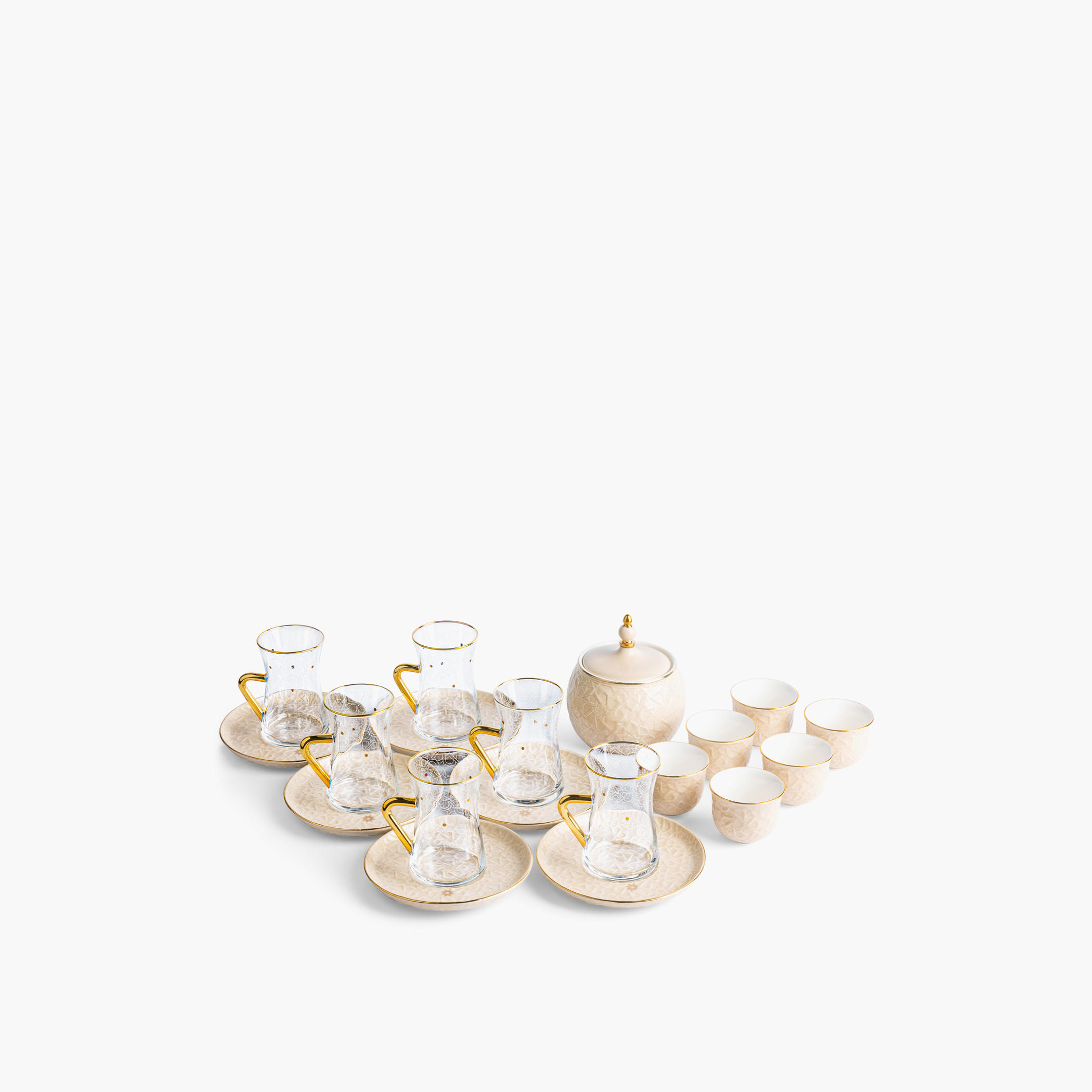 Otantik Crown Textured 19-Piece Porcelain Tea and Coffee Set-household-dining-teaandcoffee-teaandcoffeesets-image-2
