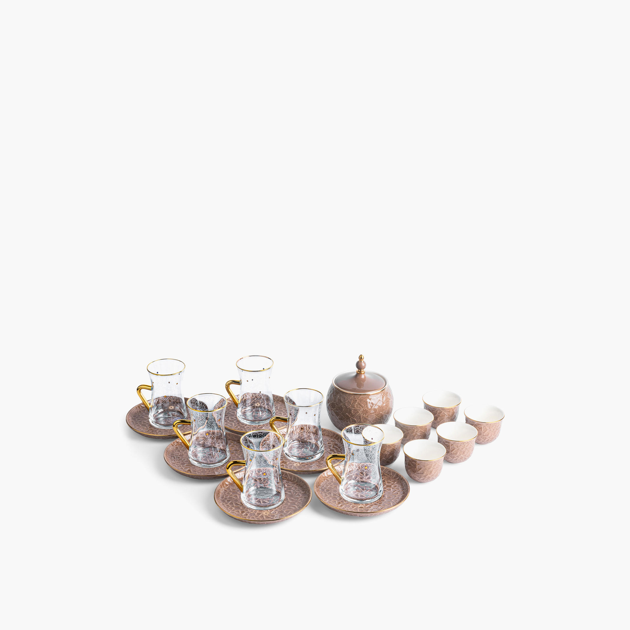 Otantik Crown Textured 19-Piece Porcelain Tea and Coffee Set-household-dining-teaandcoffee-teaandcoffeesets-image-2